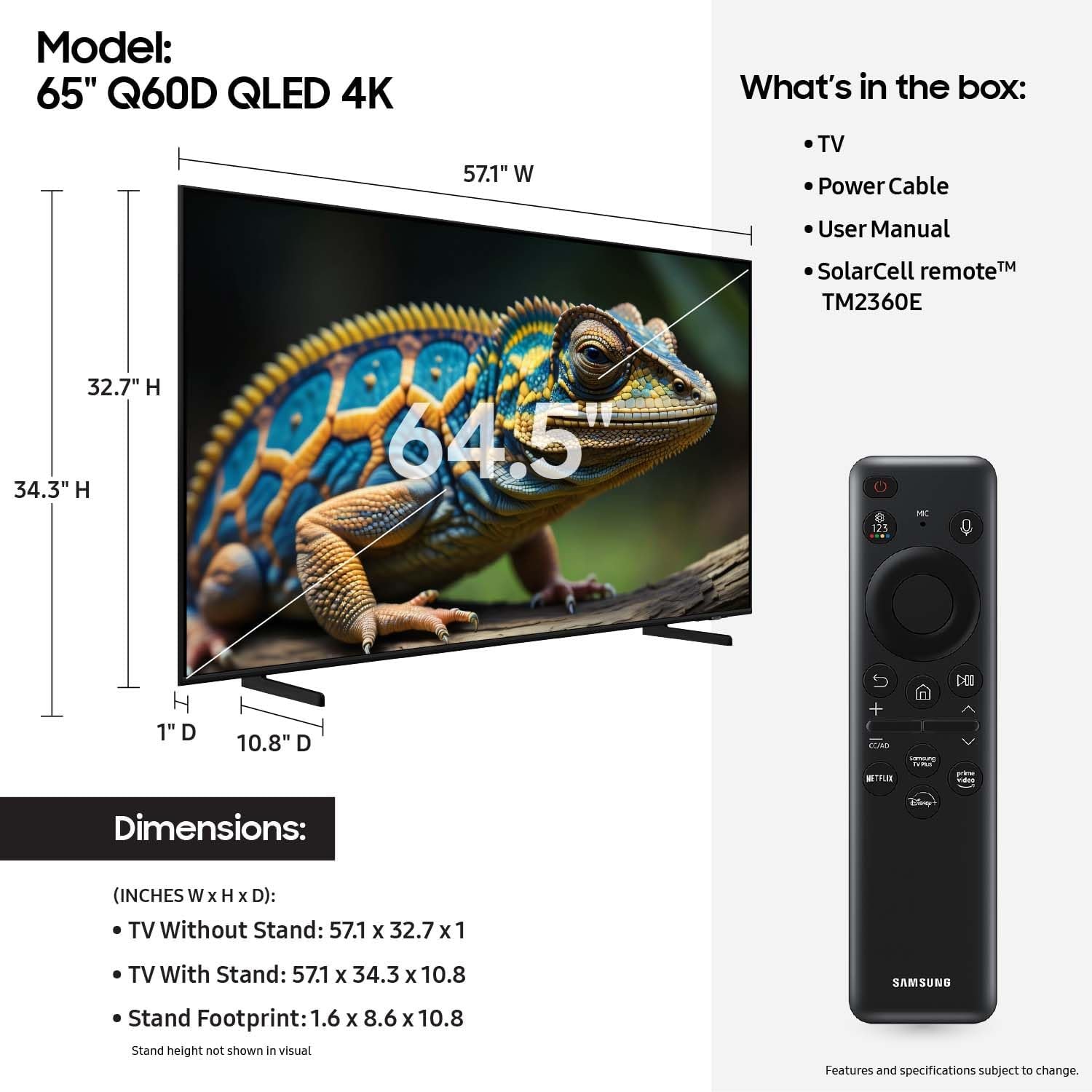 SAMSUNG 65-Inch Class QLED 4K Q60D Series Quantum HDR Smart TV w/Object Tracking Sound Lite, Motion Xcelerator, Slim Design, Gaming Hub, Alexa Built-in (QN65Q60D, 2024 Model) 2 SAMSUNG 65-Inch Class QLED 4K Q60D Series Quantum HDR Smart TV w/Object Tracking Sound Lite, Motion Xcelerator, Slim Design, Gaming Hub, Alexa Built-in (QN65Q60D, 2024 Model) - Image 2