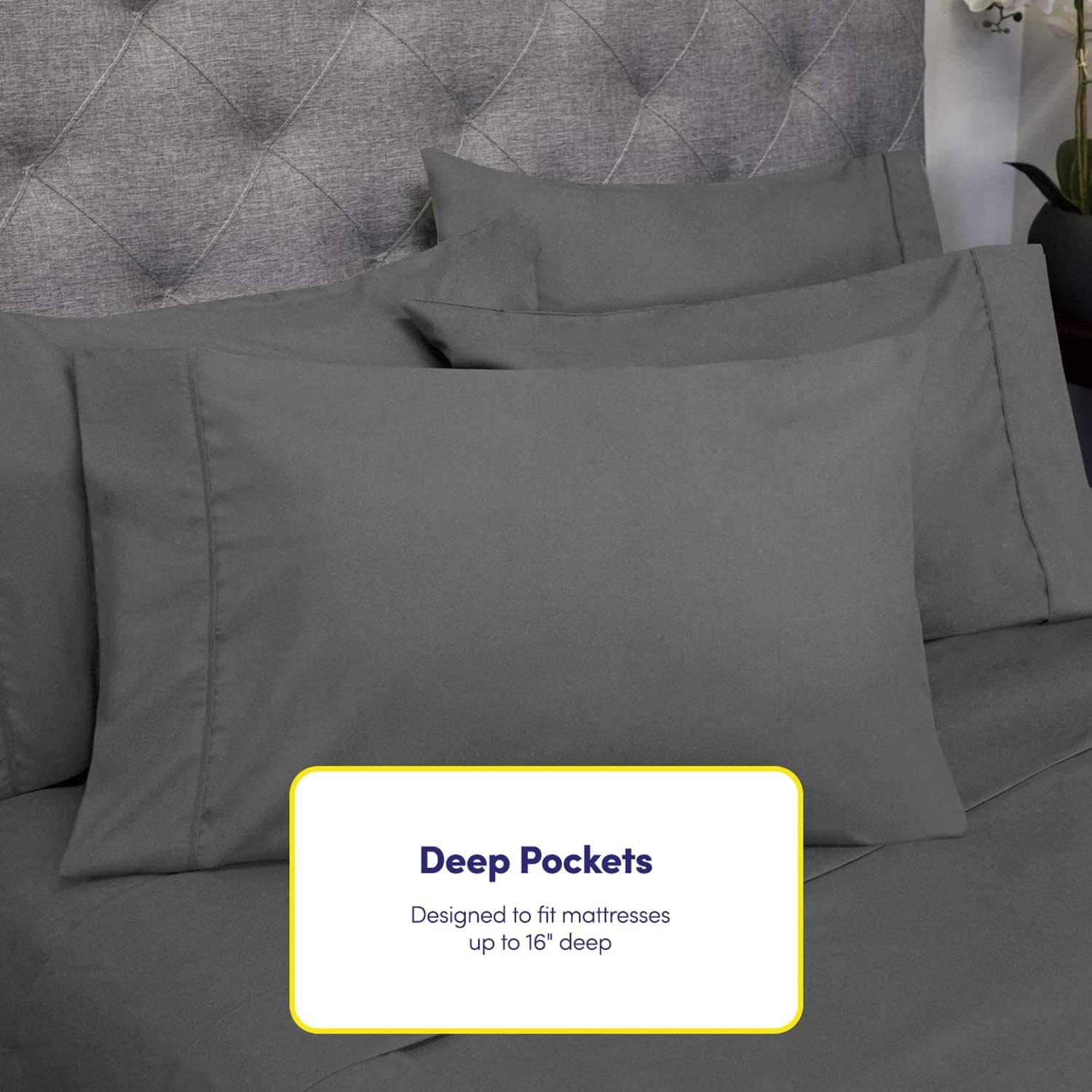 Bed Sheets Queen Size Grey - 6 Piece 1500 Supreme Collection Fine Brushed Microfiber Deep Pocket Queen Sheet Set Bedding - 2 EXTRA PILLOW CASES, GREAT VALUE - Queen, Gray 5 Bed Sheets Queen Size Grey - 6 Piece 1500 Supreme Collection Fine Brushed Microfiber Deep Pocket Queen Sheet Set Bedding - 2 EXTRA PILLOW CASES, GREAT VALUE - Queen, Gray - Image 5