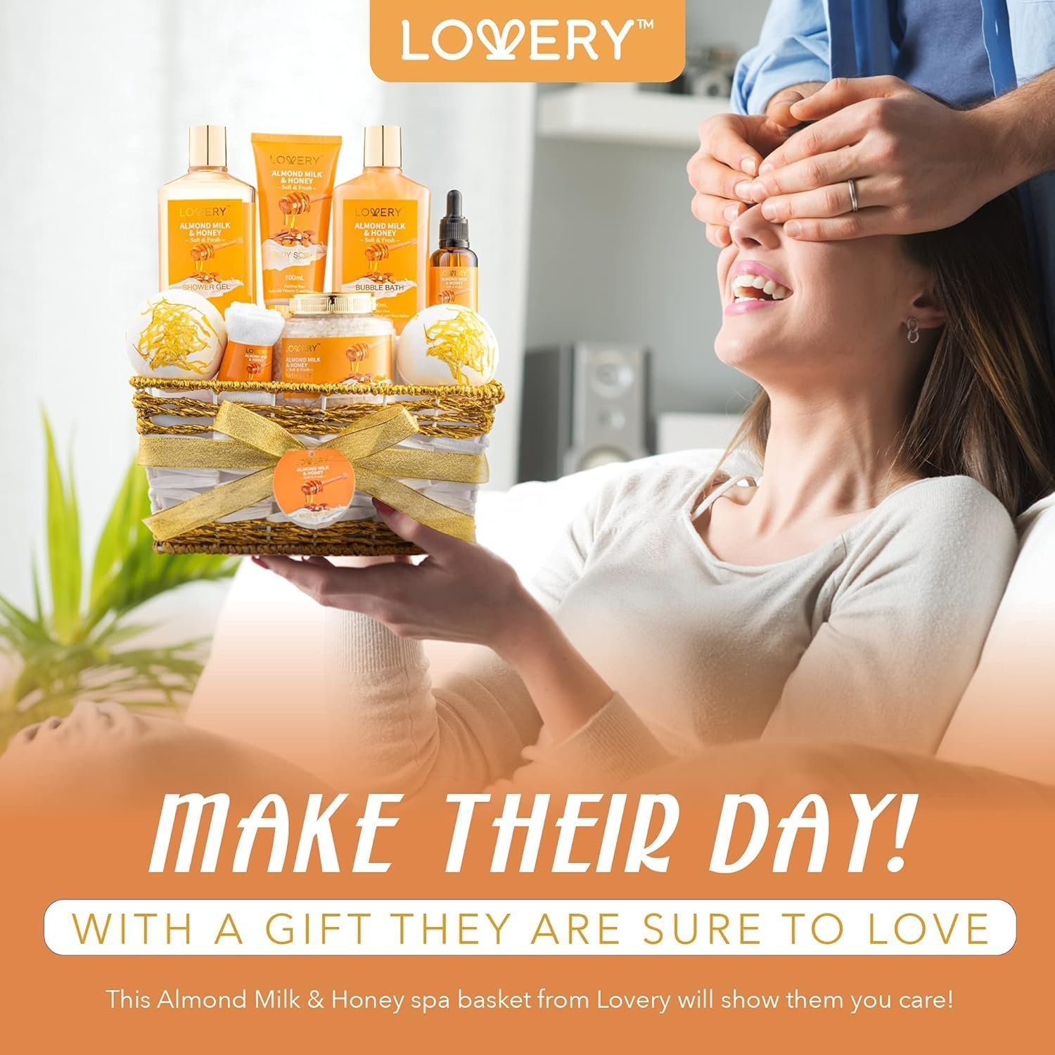 Gift Basket for Women - 10 Pc Almond Milk & Honey Beauty & Personal Care Set - Home Bath Pampering Package for Relaxing - Spa Self Care Kit - Thank You, Birthday, Mom, Anniversary Gift 6 Gift Basket for Women - 10 Pc Almond Milk & Honey Beauty & Personal Care Set - Home Bath Pampering Package for Relaxing - Spa Self Care Kit - Thank You, Birthday, Mom, Anniversary Gift - Image 6