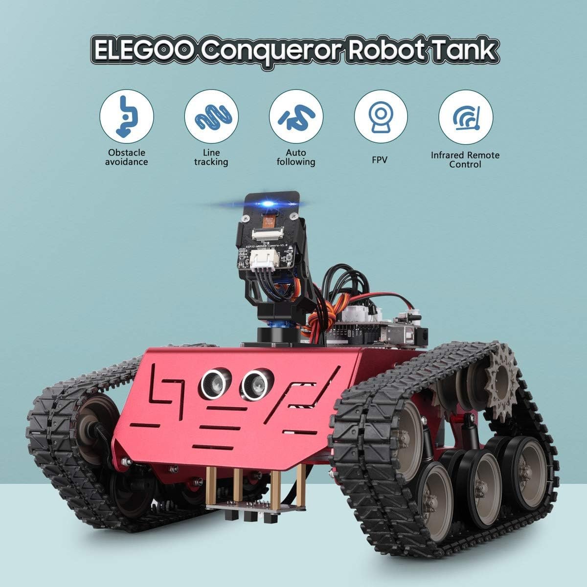 ELEGOO Conqueror Robot Tank Kit with UNO R3 for Arduino Robotics for Kids Ages 8-12 12-16 STEM Science Kits Coding Robots Toys for 8+ Year Old Boys Girls Teens Circuits Engineering Building Project 2 ELEGOO Conqueror Robot Tank Kit with UNO R3 for Arduino Robotics for Kids Ages 8-12 12-16 STEM Science Kits Coding Robots Toys for 8+ Year Old Boys Girls Teens Circuits Engineering Building Project - Image 2