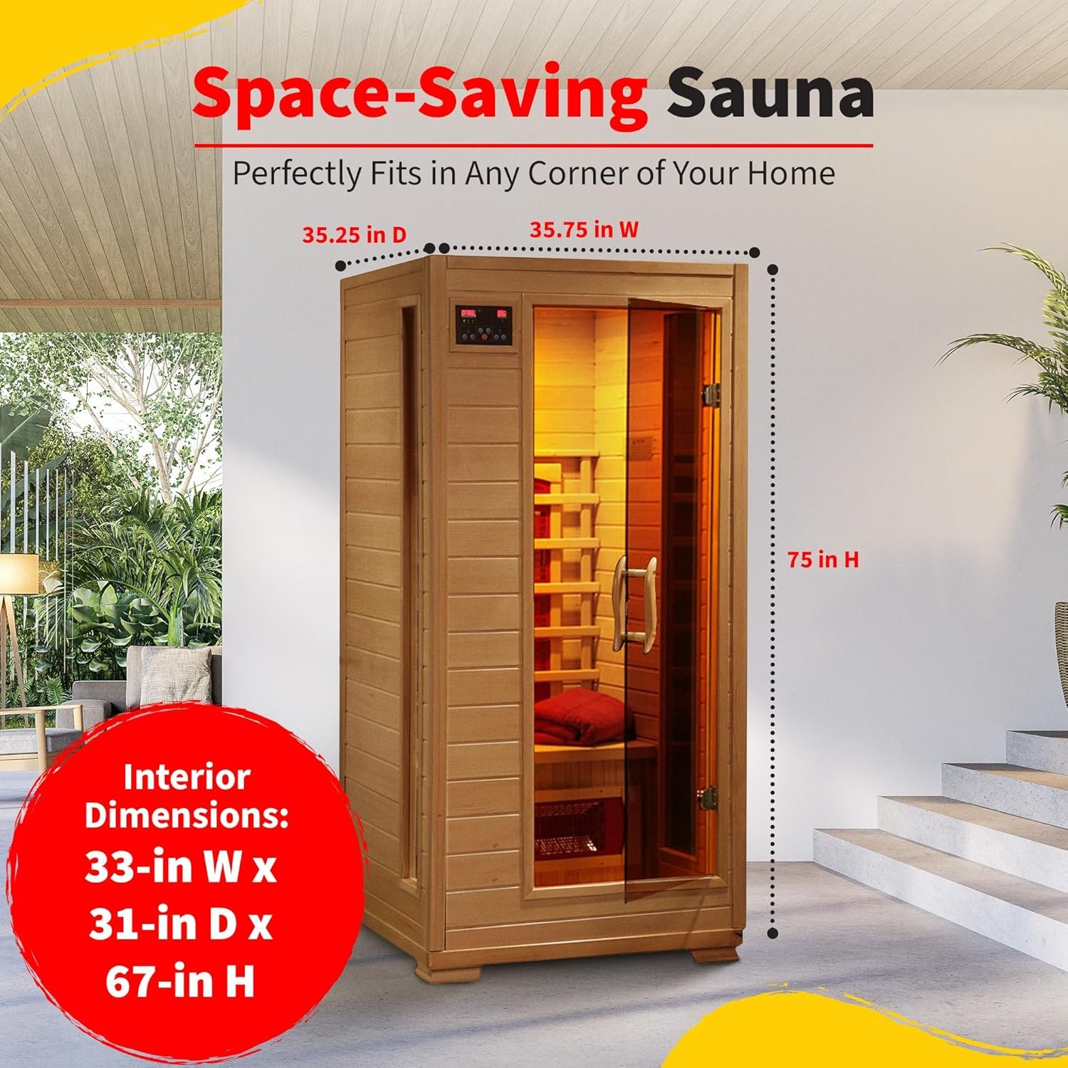 Radiant Saunas BSA2400 1-2 Person Hemlock Ceramic Infrared Sauna,Brown 4 Radiant Saunas BSA2400 1-2 Person Hemlock Ceramic Infrared Sauna,Brown - Image 4