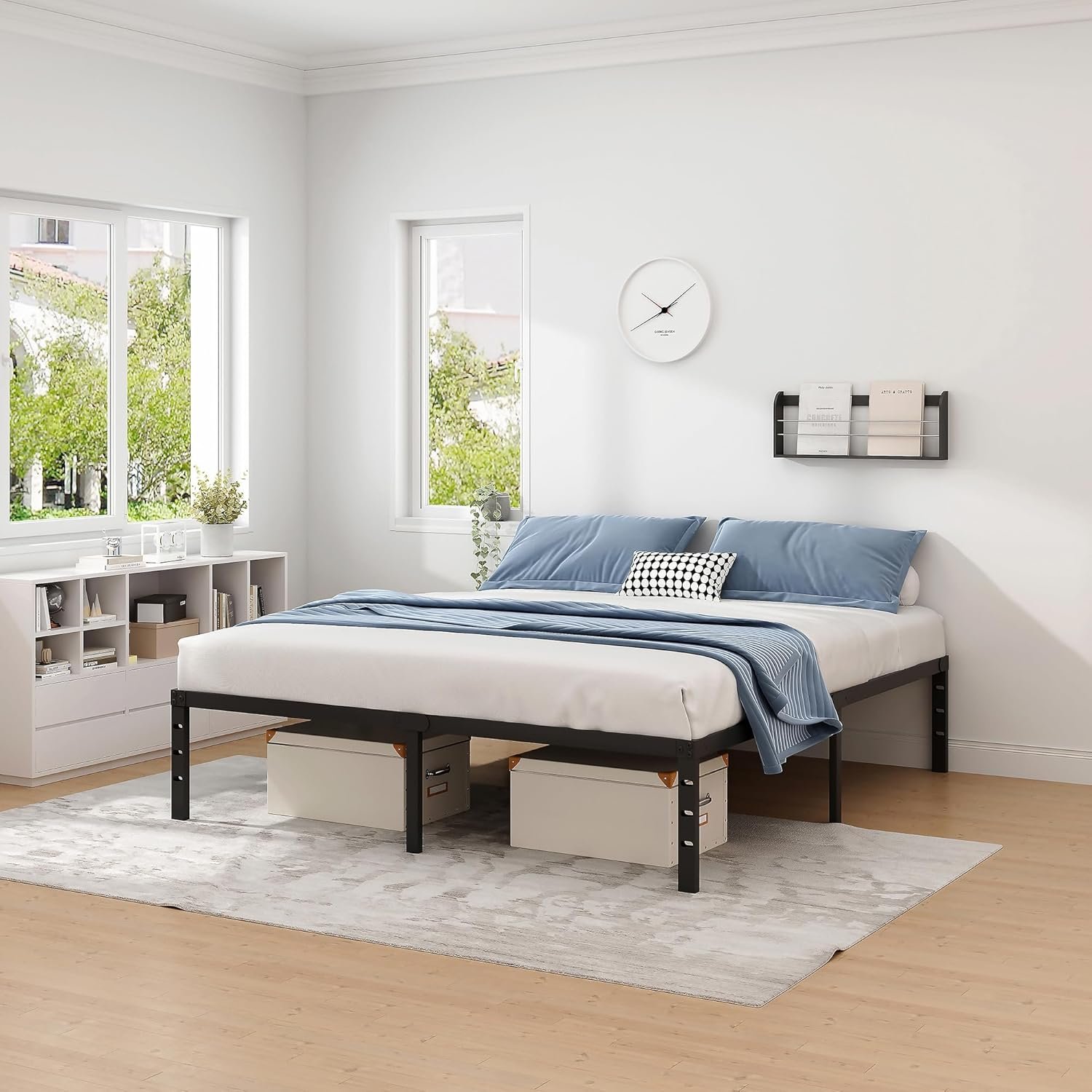 Metal Bed Frame,Full Size Bed Frame with Storage Space,Heavy Duty Sturdy Mattress Foundation,Easy Assembly,No Box Spring Needed, Black,14 Inch,Full 2 Metal Bed Frame,Full Size Bed Frame with Storage Space,Heavy Duty Sturdy Mattress Foundation,Easy Assembly,No Box Spring Needed, Black,14 Inch,Full - Image 2