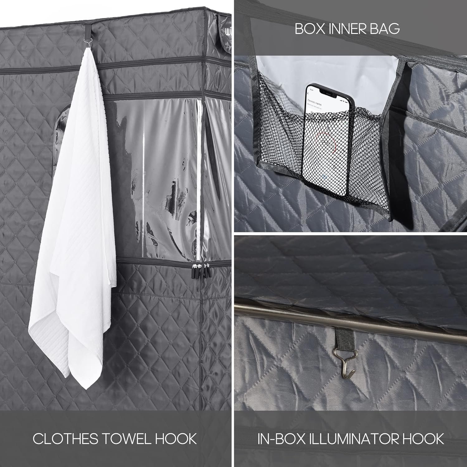 WILLOWYBE Portable Steam Sauna with Bluetooth Control, 4L KingPower Steamer, Body Tent, Foldable Chair | Personal Home Spa (Night Grey) 5 WILLOWYBE Portable Steam Sauna with Bluetooth Control, 4L KingPower Steamer, Body Tent, Foldable Chair | Personal Home Spa (Night Grey) - Image 5