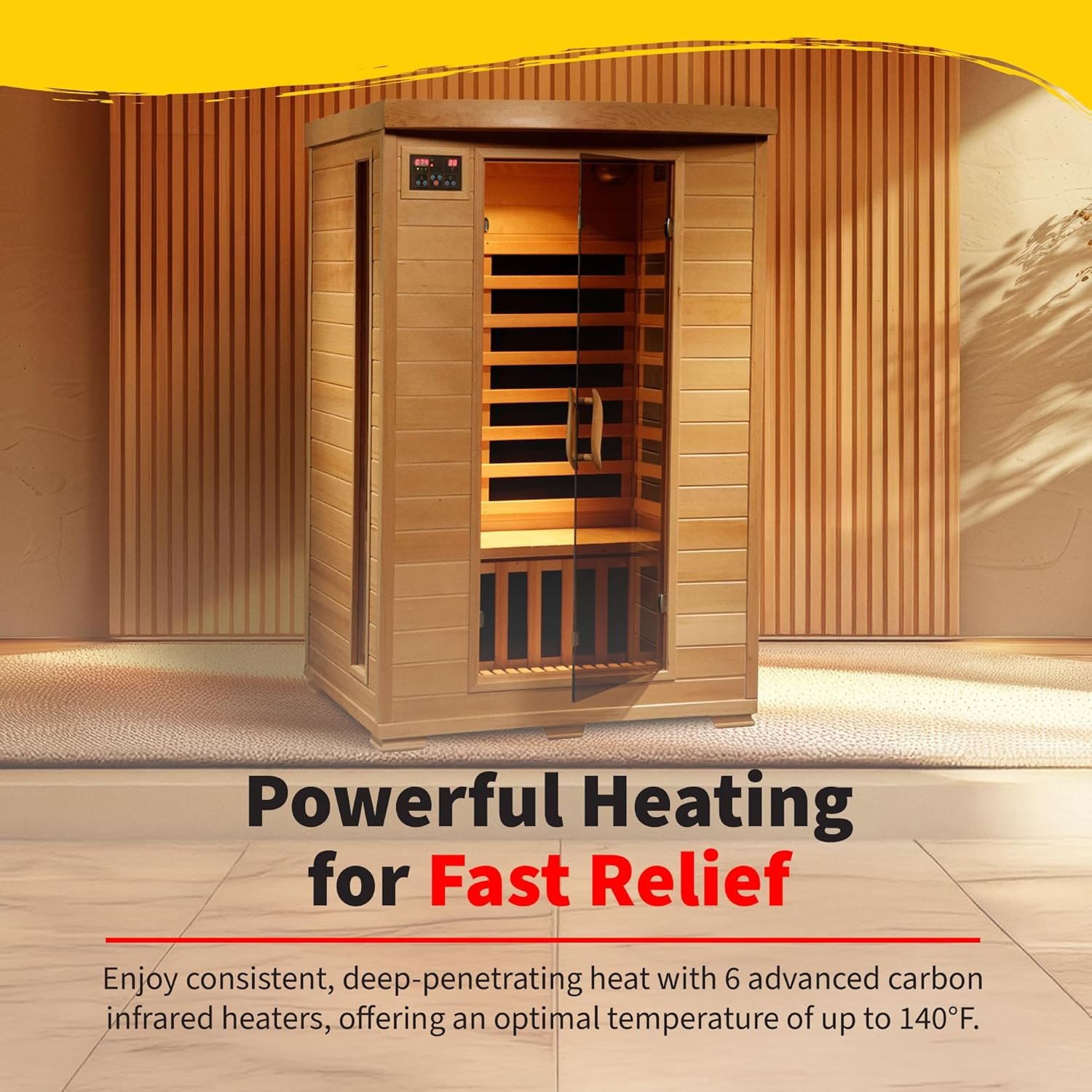 HEATWAVE Radiant Saunas 2-Person Hemlock Infrared Sauna with 6 Carbon Heaters, Chromotherapy Lighting, Oxygen Ionizer 6 HEATWAVE Radiant Saunas 2-Person Hemlock Infrared Sauna with 6 Carbon Heaters, Chromotherapy Lighting, Oxygen Ionizer - Image 6
