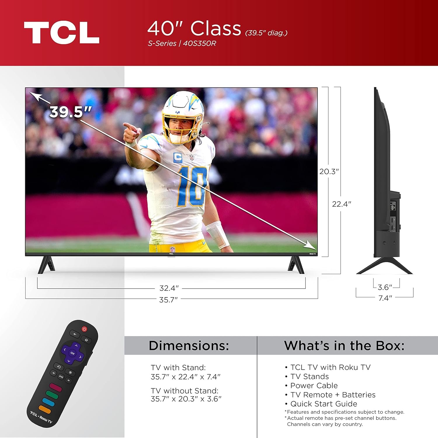 TCL 40-Inch Class S3 1080p LED Smart TV with Roku TV (40S350R, 2023 Model), Compatible with Alexa, Google Assistant, and Apple HomeKit Compatibility, Streaming FHD Television,Black 2 TCL 40-Inch Class S3 1080p LED Smart TV with Roku TV (40S350R, 2023 Model), Compatible with Alexa, Google Assistant, and Apple HomeKit Compatibility, Streaming FHD Television,Black - Image 2