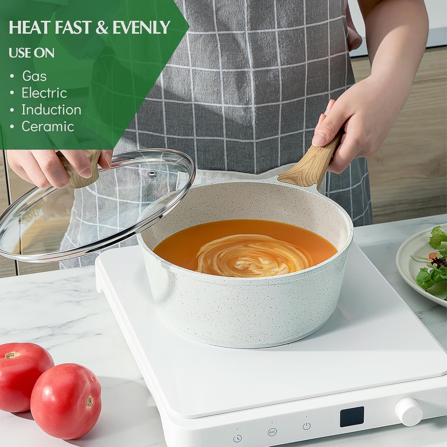 SENSARTE Nonstick Ceramic Cookware Set 13-Piece, Healthy Pots and Pans Set, Non-toxic Kitchen Cooking Set with Stay-Cool Handles, Silicone Tools and Pot Protectors, PFAS and PFOA Free 4 SENSARTE Nonstick Ceramic Cookware Set 13-Piece, Healthy Pots and Pans Set, Non-toxic Kitchen Cooking Set with Stay-Cool Handles, Silicone Tools and Pot Protectors, PFAS and PFOA Free - Image 4