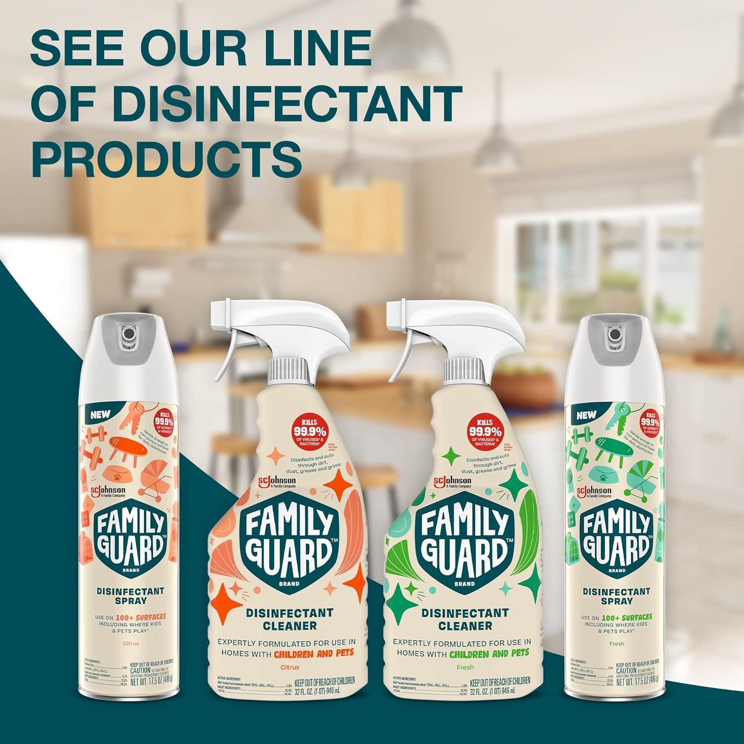 FAMILYGUARD Brand Disinfectant Spray Trigger & Multi Surface Cleaner, Antibacterial Spray, Expertly Formulated for Use In Homes with Children & Pets, Fresh Scent, 32 oz (Pack of 3) 8 FAMILYGUARD Brand Disinfectant Spray Trigger & Multi Surface Cleaner, Antibacterial Spray, Expertly Formulated for Use In Homes with Children & Pets, Fresh Scent, 32 oz (Pack of 3) - Image 8