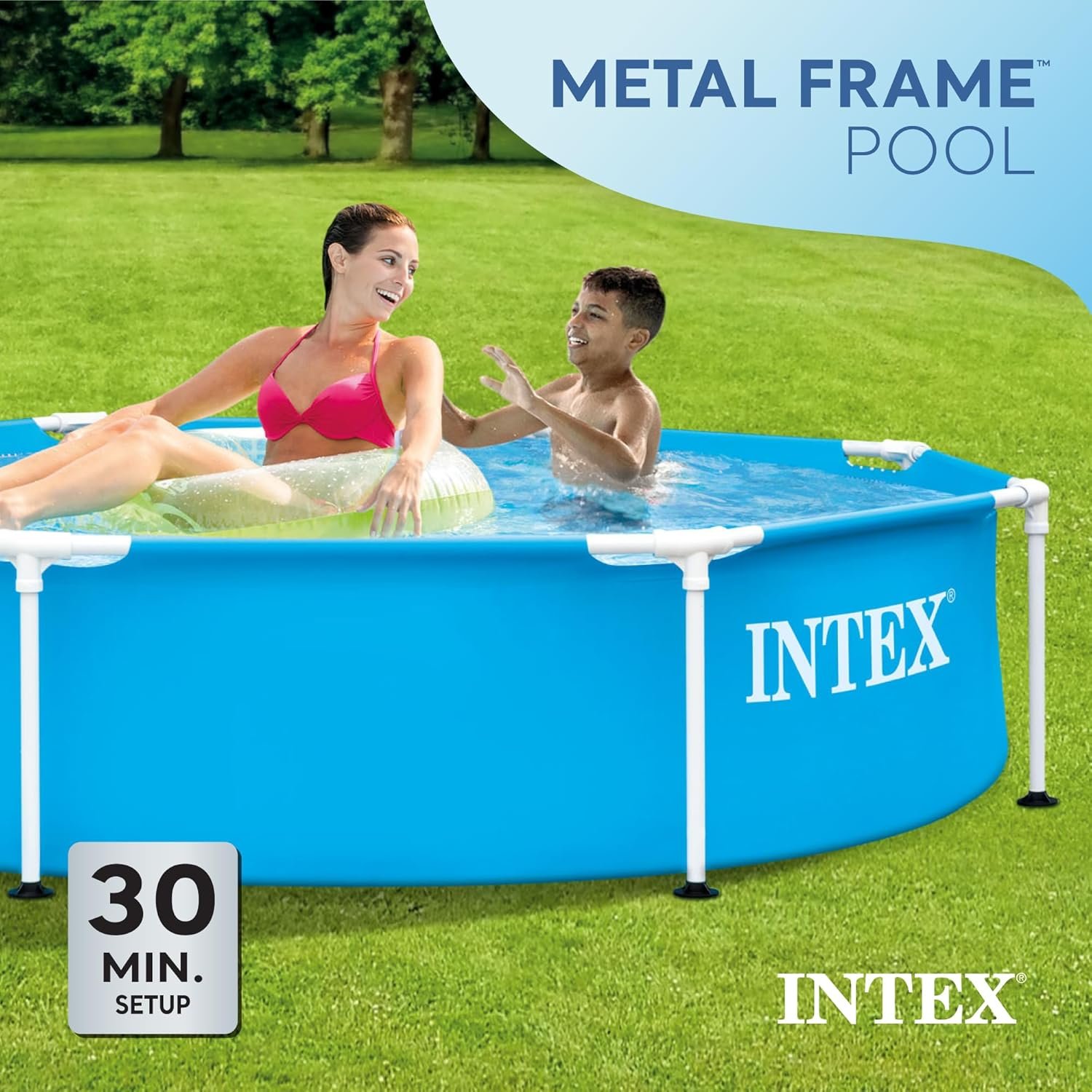 INTEX 28205EH Metal Frame Above Ground Swimming Pool: 8ft x 20in – Puncture-Resistant Material – Easy Assemble – Rust Resistant – 483 Gallon Capacity 3 INTEX 28205EH Metal Frame Above Ground Swimming Pool: 8ft x 20in – Puncture-Resistant Material – Easy Assemble – Rust Resistant – 483 Gallon Capacity - Image 3