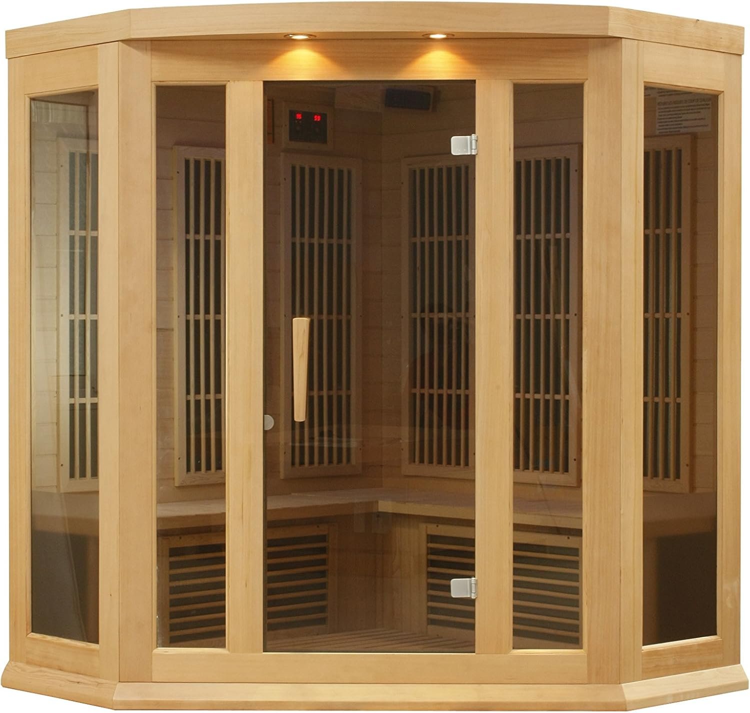 DYNAMIC SAUNAS Maxxus 3 Per Low EMF FAR Infrared Carbon Corner Canadian Hemlock Sauna