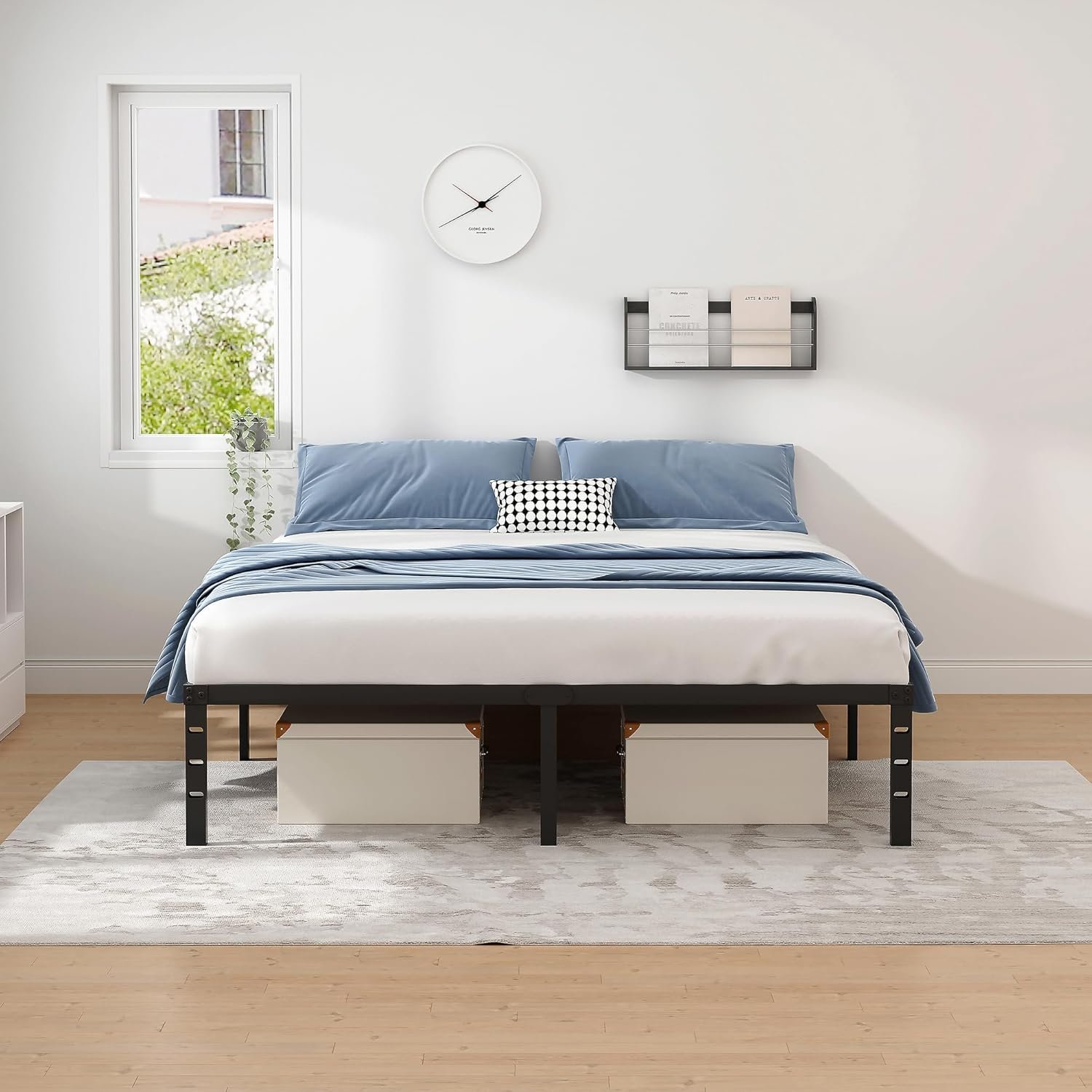 Metal Bed Frame,Full Size Bed Frame with Storage Space,Heavy Duty Sturdy Mattress Foundation,Easy Assembly,No Box Spring Needed, Black,14 Inch,Full 4 Metal Bed Frame,Full Size Bed Frame with Storage Space,Heavy Duty Sturdy Mattress Foundation,Easy Assembly,No Box Spring Needed, Black,14 Inch,Full - Image 4