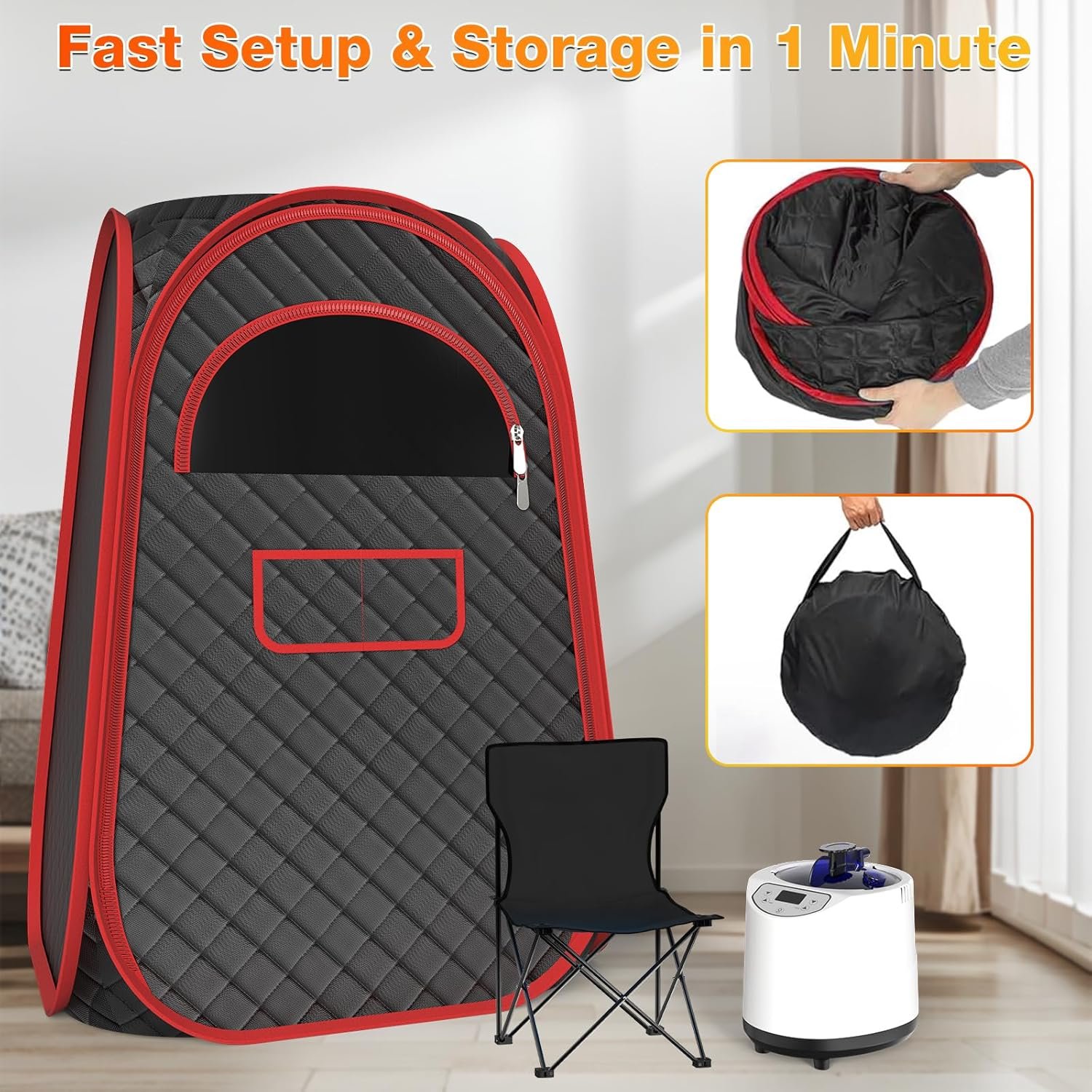AgiiMan Portable Sauna Box - Full Body Steam Sauna, Portable Sauna for Home with 2.6 L 110V Steamer, Remote Control, Easy to Carry Sauna Tent for Indoor, Gym, Pilates, Hot Tubs 3 AgiiMan Portable Sauna Box - Full Body Steam Sauna, Portable Sauna for Home with 2.6 L 110V Steamer, Remote Control, Easy to Carry Sauna Tent for Indoor, Gym, Pilates, Hot Tubs - Image 3