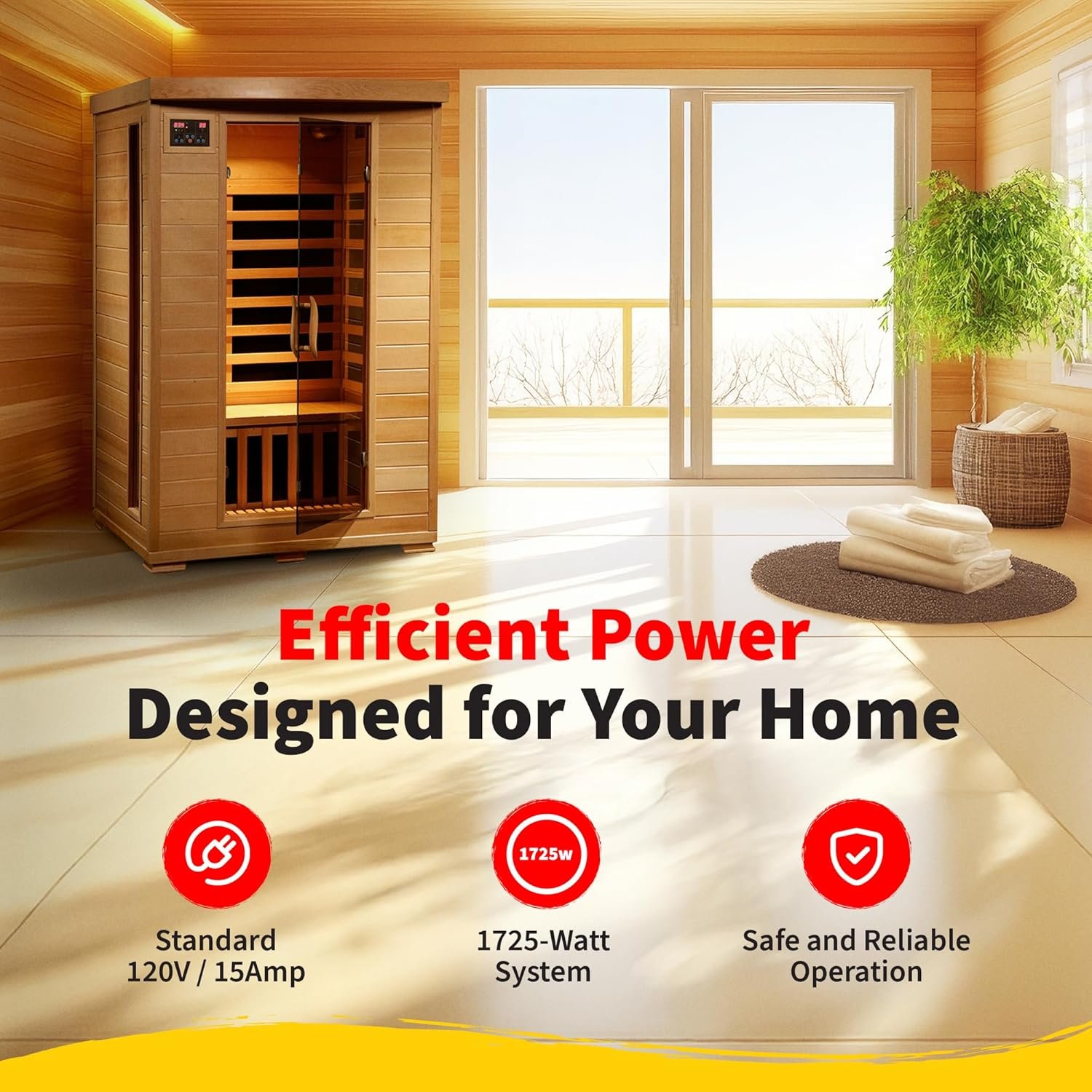 HEATWAVE Radiant Saunas 2-Person Hemlock Infrared Sauna with 6 Carbon Heaters, Chromotherapy Lighting, Oxygen Ionizer 7 HEATWAVE Radiant Saunas 2-Person Hemlock Infrared Sauna with 6 Carbon Heaters, Chromotherapy Lighting, Oxygen Ionizer - Image 7