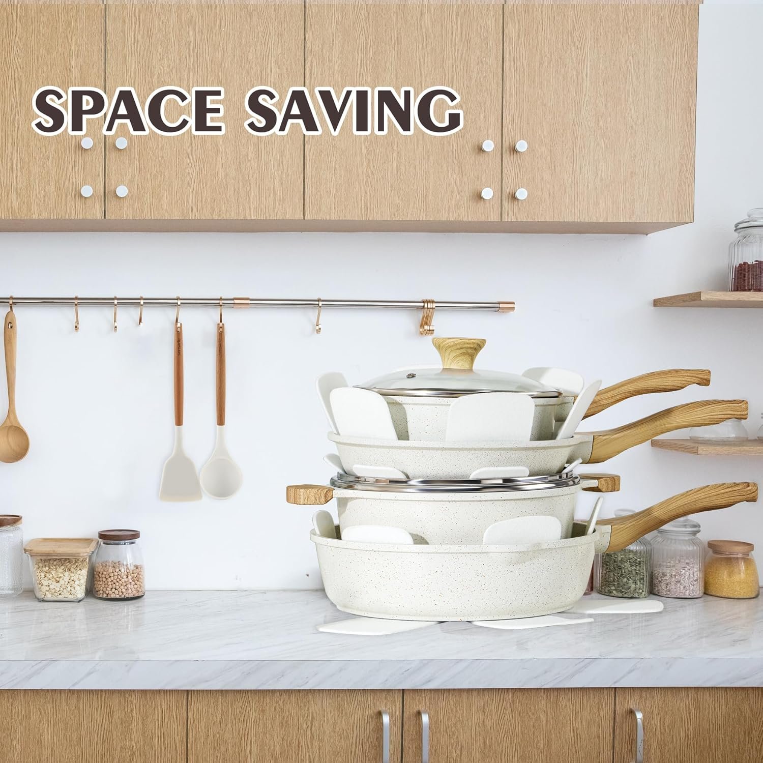 SENSARTE Nonstick Ceramic Cookware Set 13-Piece, Healthy Pots and Pans Set, Non-toxic Kitchen Cooking Set with Stay-Cool Handles, Silicone Tools and Pot Protectors, PFAS and PFOA Free 7 SENSARTE Nonstick Ceramic Cookware Set 13-Piece, Healthy Pots and Pans Set, Non-toxic Kitchen Cooking Set with Stay-Cool Handles, Silicone Tools and Pot Protectors, PFAS and PFOA Free - Image 7