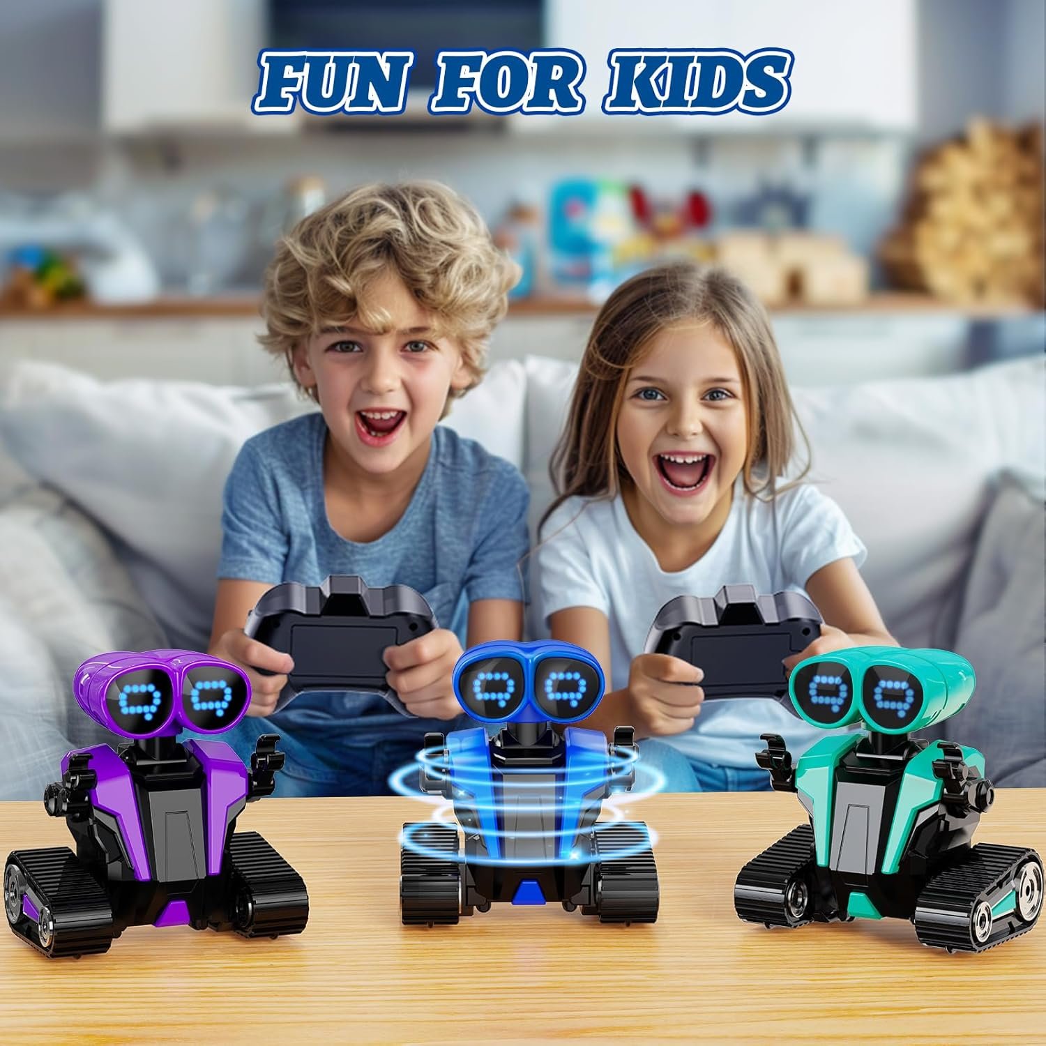Robot Toys for Boys Girls with Auto-Demonstration Robots for Kids Remote Control Kids Robot Rechargeable Emo Robot with LED Eyes Smart Robot Age 3 Years and Up - Blue 2 Robot Toys for Boys Girls with Auto-Demonstration Robots for Kids Remote Control Kids Robot Rechargeable Emo Robot with LED Eyes Smart Robot Age 3 Years and Up - Blue - Image 2