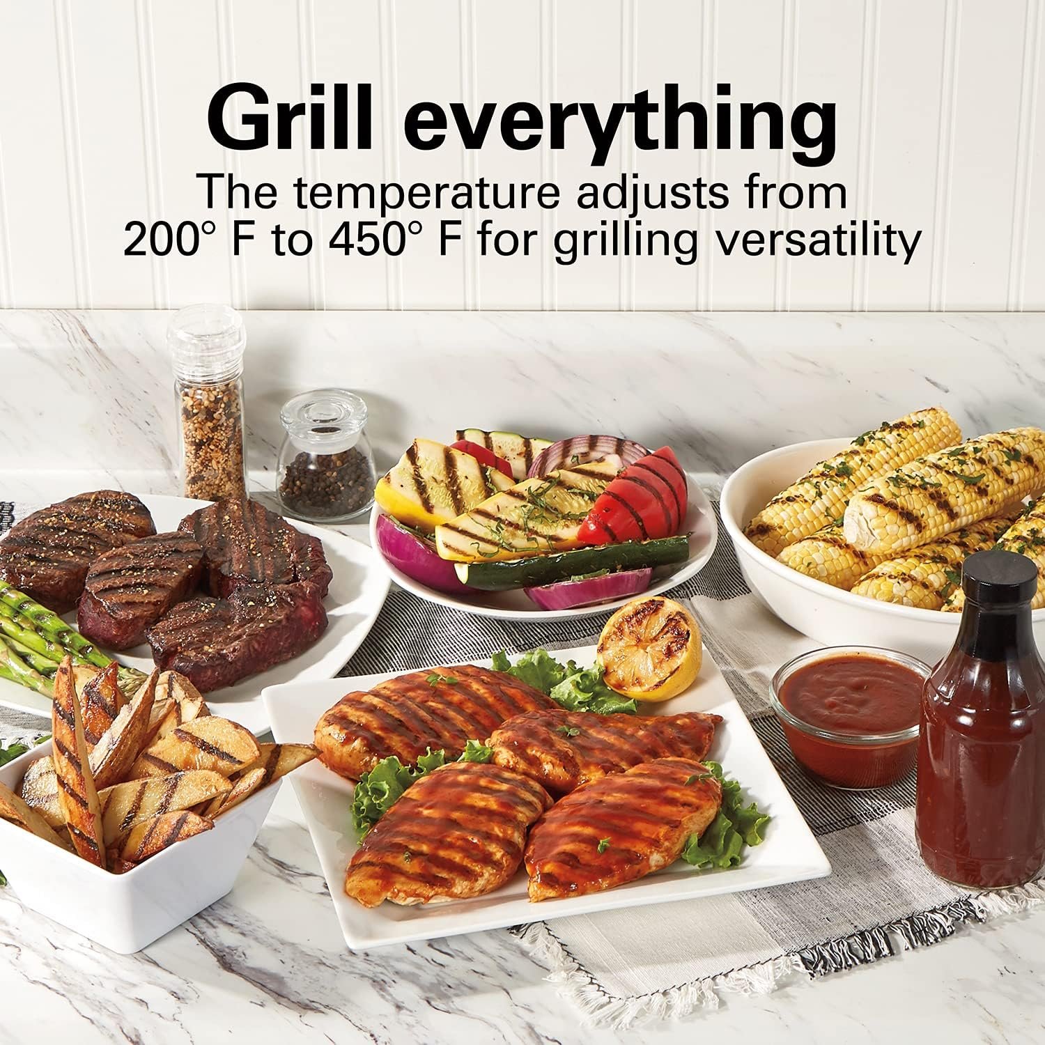 Hamilton Beach Electric Indoor Searing Grill with Viewing Window & Adjustable Temperature Control to 450F, 118 sq. in. Surface Serves 6, Removable Nonstick Grate, Stainless Steel 5 Hamilton Beach Electric Indoor Searing Grill with Viewing Window & Adjustable Temperature Control to 450F, 118 sq. in. Surface Serves 6, Removable Nonstick Grate, Stainless Steel - Image 5