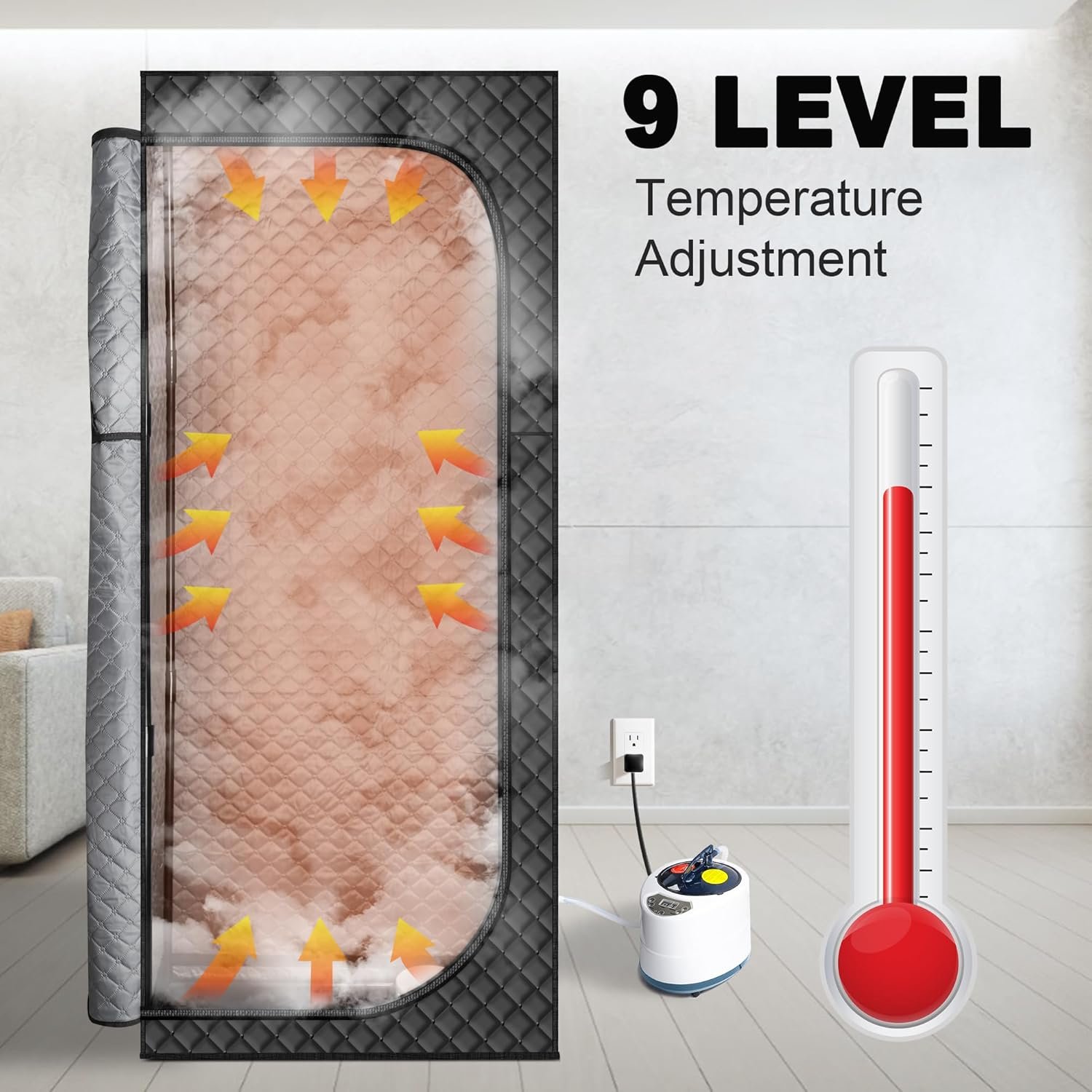 MIXC Portable Steam Sauna Box, Portable Sauna for Home, Person Sauna Tent Sauna Box at Home Spa with 2.6L & 1500W±10%, Remote Control, Folding Chair, Home Sauna for Gym,Pilates,Garage,Hot Tub 2 MIXC Portable Steam Sauna Box, Portable Sauna for Home, Person Sauna Tent Sauna Box at Home Spa with 2.6L & 1500W±10%, Remote Control, Folding Chair, Home Sauna for Gym,Pilates,Garage,Hot Tub - Image 2