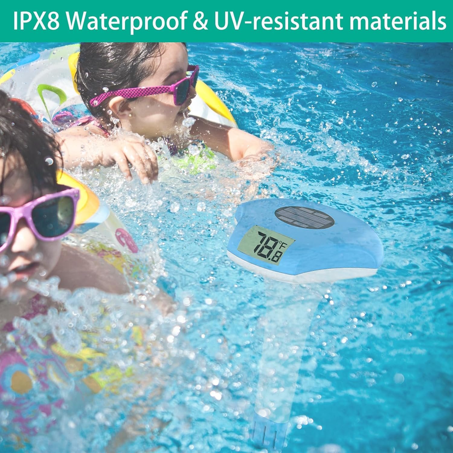 Digital Pool Thermometer – IPX-8 Waterproof Swimming Pool Thermometer Floating Easy Read, Environment-Friendly Solar-Powered Pool Temperature Gauge for Swimming Pools, Spa, Hot Tubs 4 Digital Pool Thermometer – IPX-8 Waterproof Swimming Pool Thermometer Floating Easy Read, Environment-Friendly Solar-Powered Pool Temperature Gauge for Swimming Pools, Spa, Hot Tubs - Image 4