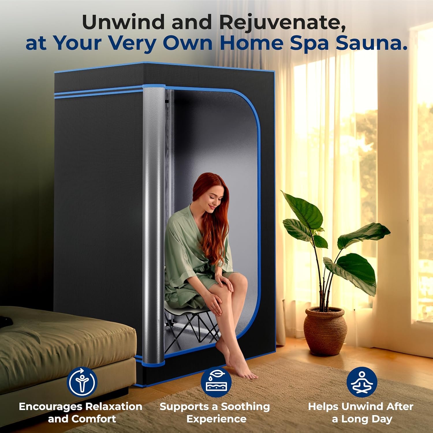 SereneLife Portable Sauna for Home, Steam Sauna Tent with 4L Steamer, Folding Sauna Chair, Compact Personal Detox Sauna, Remote Control in-Home Spa, 71" x 35" - inch (Black) 6 SereneLife Portable Sauna for Home, Steam Sauna Tent with 4L Steamer, Folding Sauna Chair, Compact Personal Detox Sauna, Remote Control in-Home Spa, 71" x 35" - inch (Black) - Image 6
