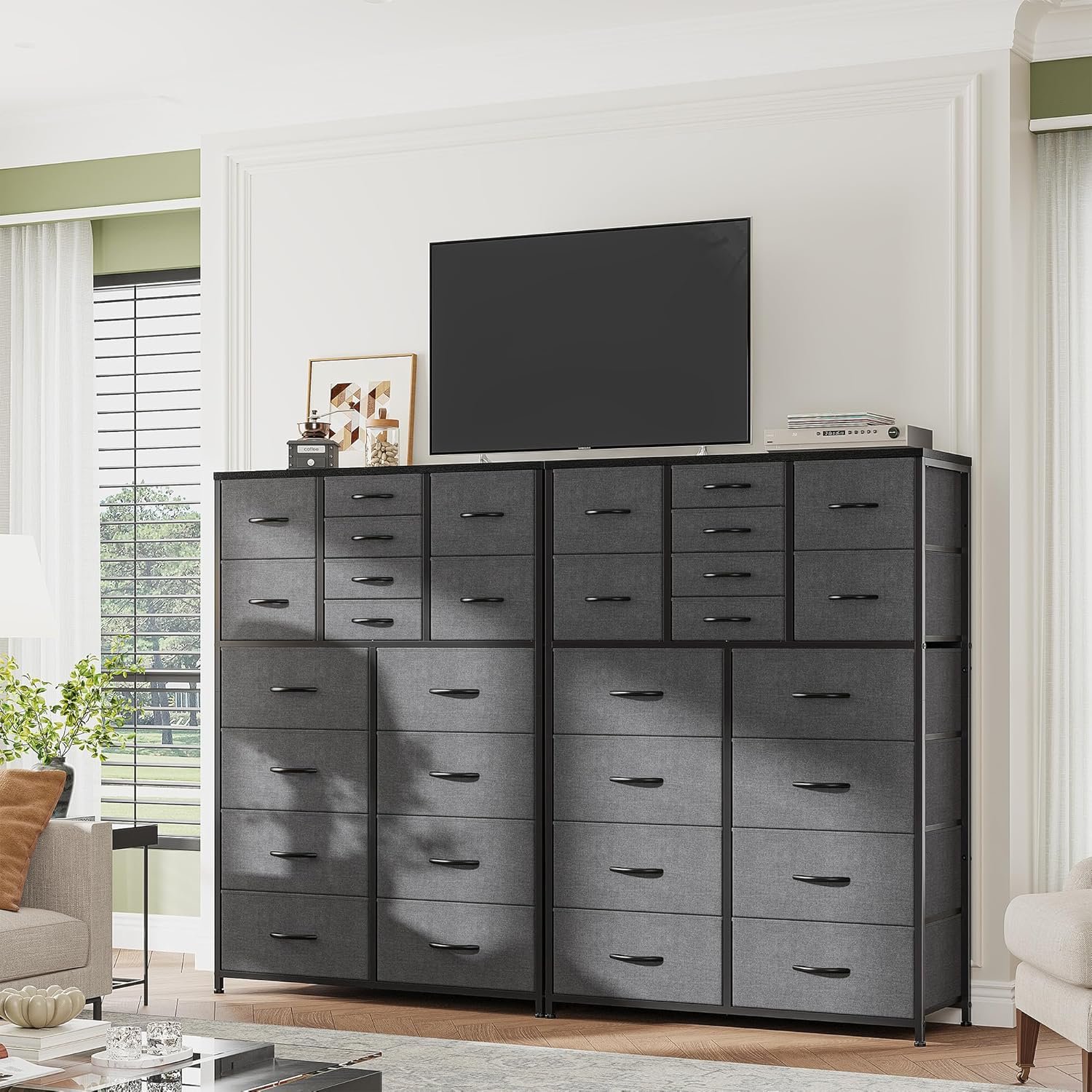 EnHomee Dresser for Bedroom with 16 Drawers Tall Dressers & Chests of Drawers Bedroom Dresser for Bedroom, Fabric Dresser, Grey, 11.8" D x 37.5" W x 57" H 9 EnHomee Dresser for Bedroom with 16 Drawers Tall Dressers & Chests of Drawers Bedroom Dresser for Bedroom, Fabric Dresser, Grey, 11.8" D x 37.5" W x 57" H - Image 9
