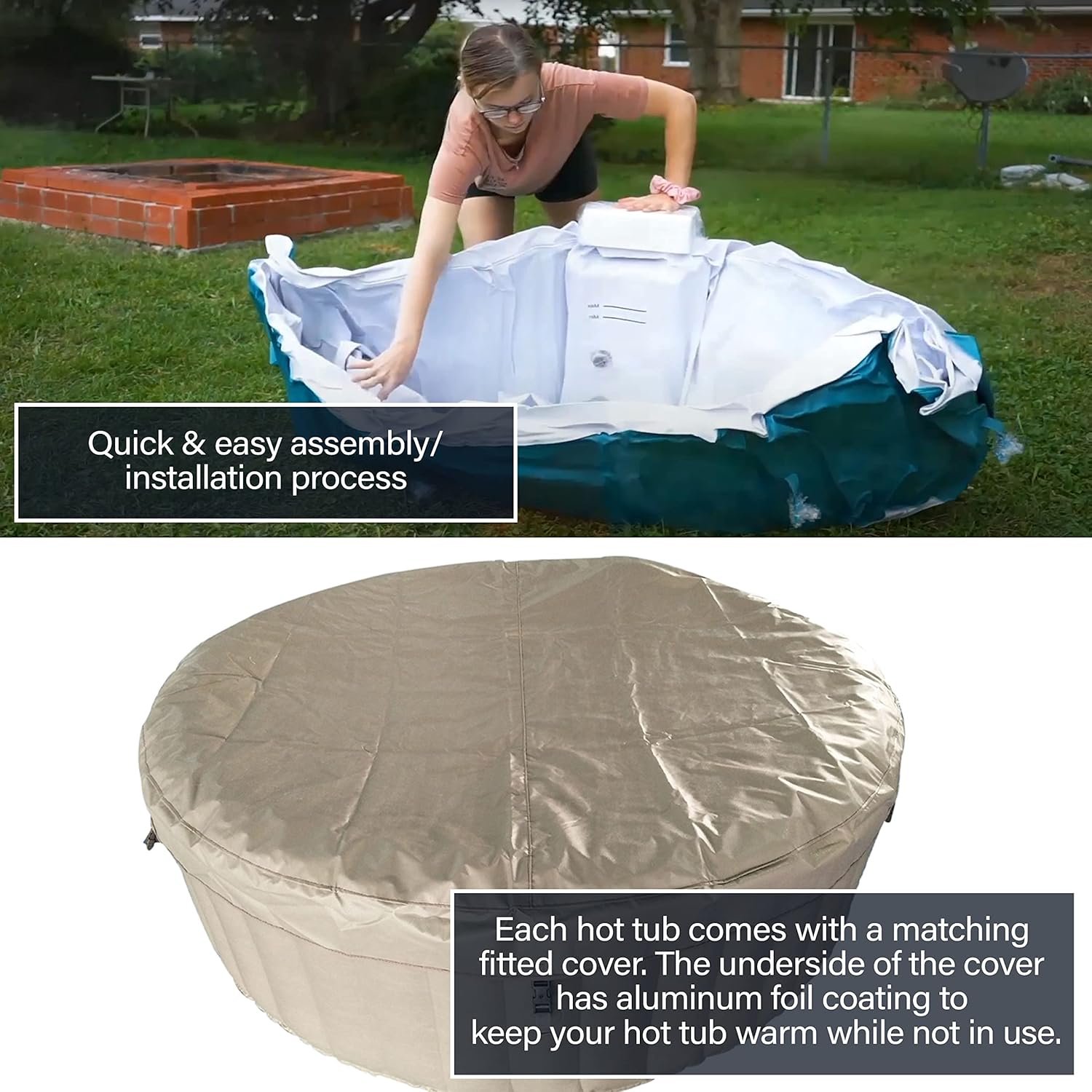 ALEKO Inflatable Hot Tub Spa | Personal High Powered Jetted Bubble | 265 Gallon | Brown and White | HTIR6BRW 3 ALEKO Inflatable Hot Tub Spa | Personal High Powered Jetted Bubble | 265 Gallon | Brown and White | HTIR6BRW - Image 3