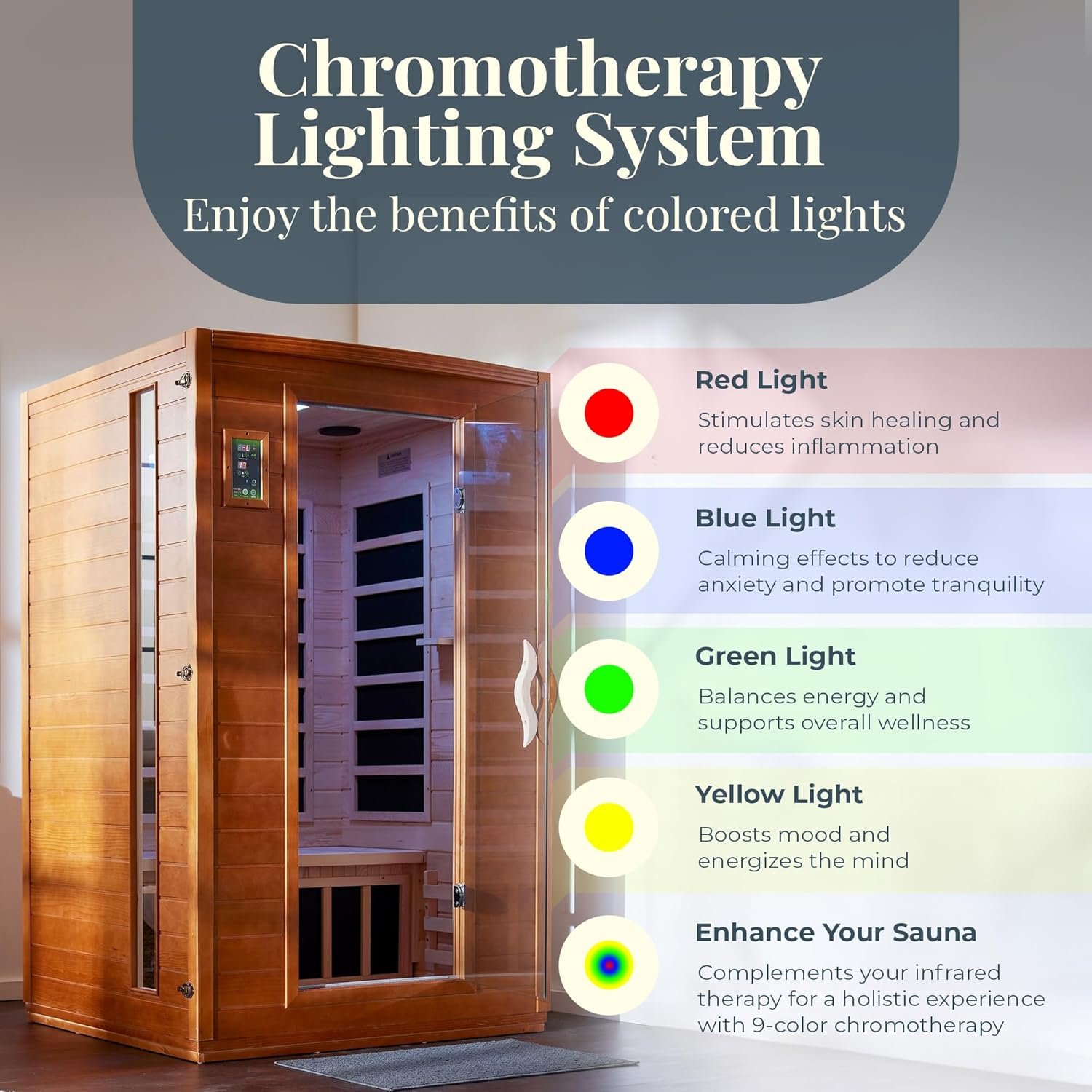 Dynamic Saunas Andora 2-Person Low EMF FAR Infrared Sauna, Canadian Hemlock Wood 6 Dynamic Saunas Andora 2-Person Low EMF FAR Infrared Sauna, Canadian Hemlock Wood - Image 6