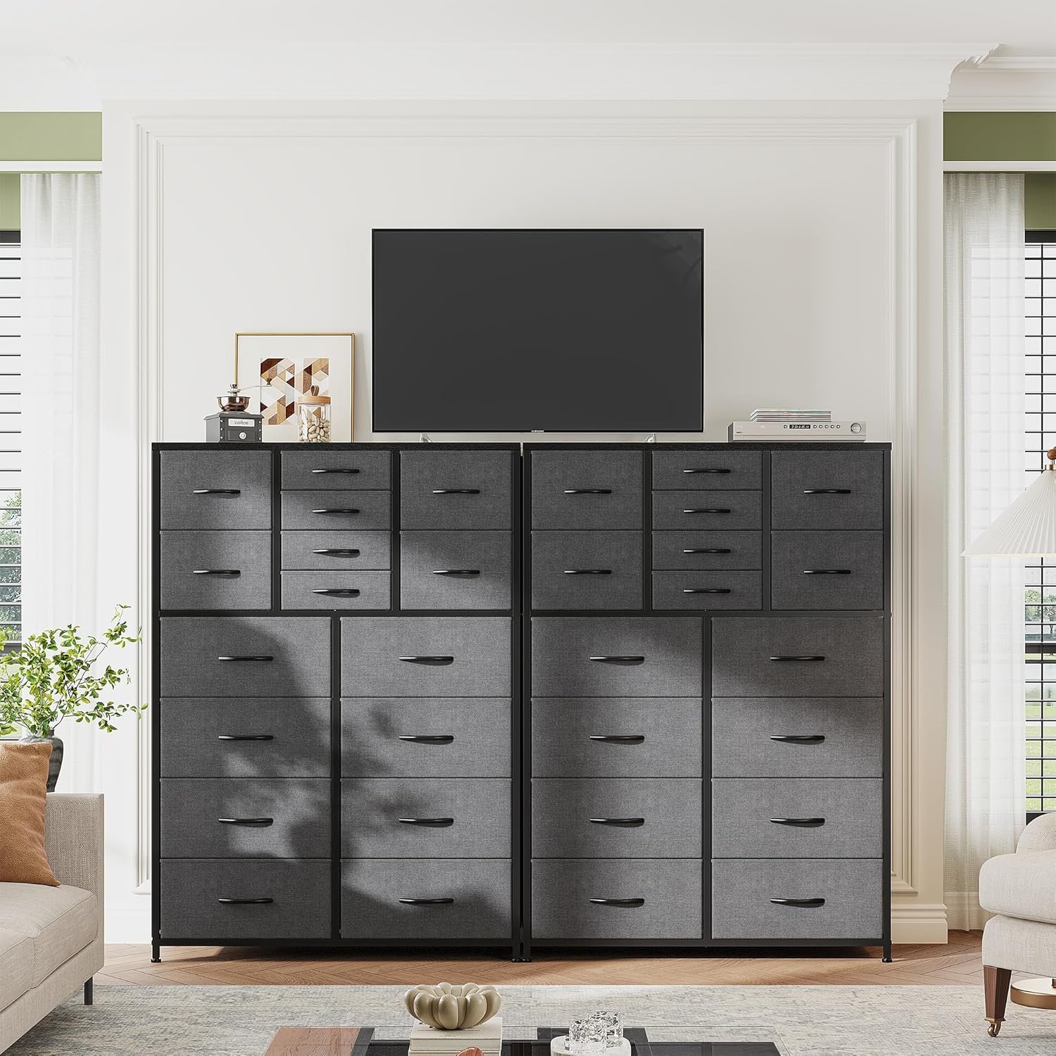 EnHomee Dresser for Bedroom with 16 Drawers Tall Dressers & Chests of Drawers Bedroom Dresser for Bedroom, Fabric Dresser, Grey, 11.8" D x 37.5" W x 57" H 8 EnHomee Dresser for Bedroom with 16 Drawers Tall Dressers & Chests of Drawers Bedroom Dresser for Bedroom, Fabric Dresser, Grey, 11.8" D x 37.5" W x 57" H - Image 8