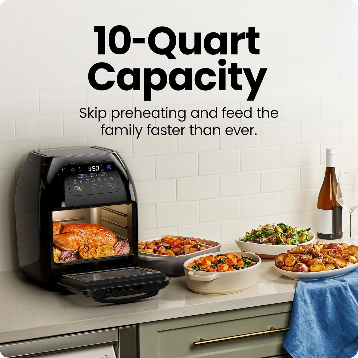 CHEFMAN Multifunctional Digital Air Fryer+ Rotisserie, Dehydrator, Convection Oven, 17 Touch Screen Presets Fry, Roast, Dehydrate, Bake, XL 10L Family Size, Auto Shutoff, Large Easy-View Window, Black 4 CHEFMAN Multifunctional Digital Air Fryer+ Rotisserie, Dehydrator, Convection Oven, 17 Touch Screen Presets Fry, Roast, Dehydrate, Bake, XL 10L Family Size, Auto Shutoff, Large Easy-View Window, Black - Image 4