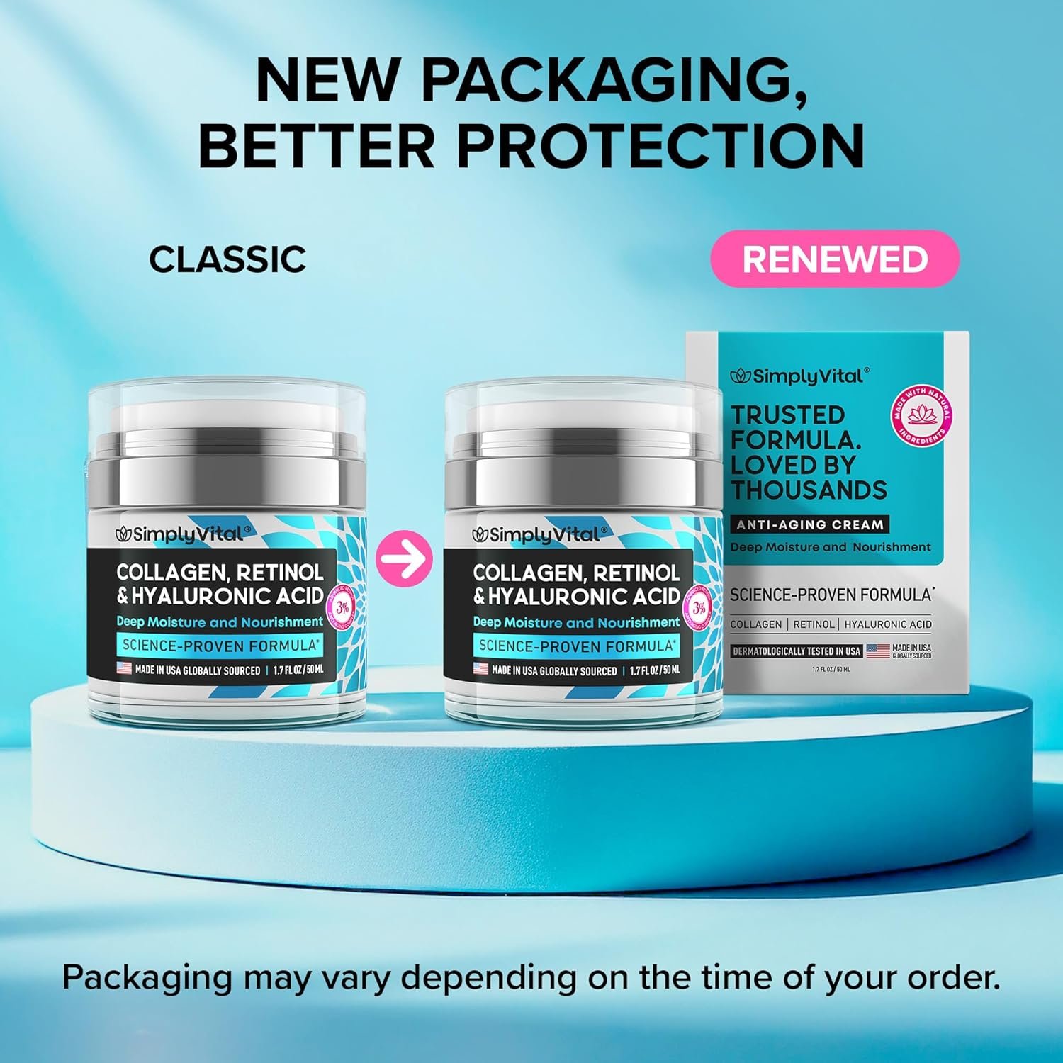 SimplyVital Collagen, Retinol & Hyaluronic Acid Cream - Anti-Aging Face Moisturizer for Face, Neck & Décolleté - Made in USA, Daily Moisturizer Face Cream - 1.7 fl.oz. 6 SimplyVital Collagen, Retinol & Hyaluronic Acid Cream - Anti-Aging Face Moisturizer for Face, Neck & Décolleté - Made in USA, Daily Moisturizer Face Cream - 1.7 fl.oz. - Image 6