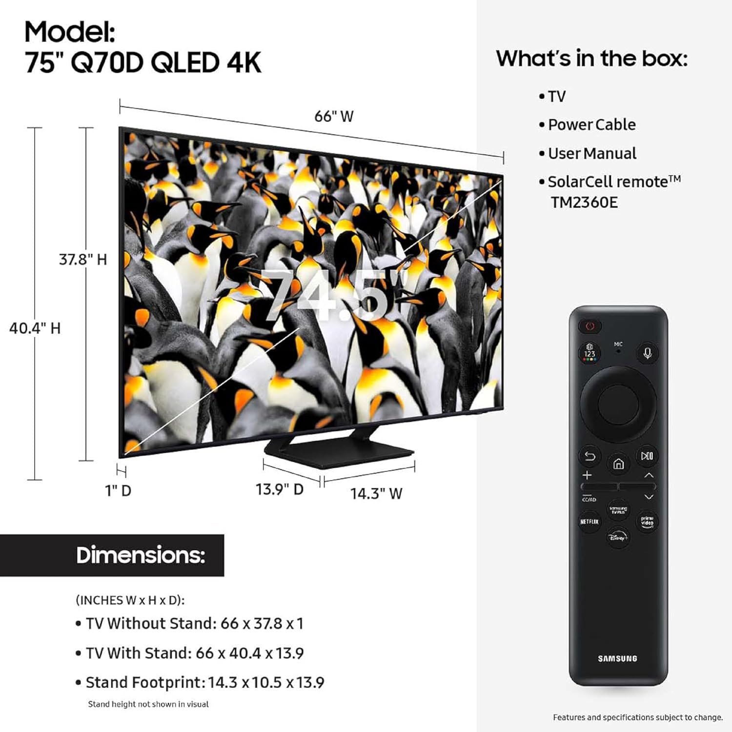 SAMSUNG 75-Inch Class QLED 4K Q70D Series Quantum HDR Smart TV with Object Tracking Sound Lite, Motion Xcelerator, Eye Comfort Mode, Gaming Hub, Alexa Built-in (QN75Q70D, 2024 Model) 2 SAMSUNG 75-Inch Class QLED 4K Q70D Series Quantum HDR Smart TV with Object Tracking Sound Lite, Motion Xcelerator, Eye Comfort Mode, Gaming Hub, Alexa Built-in (QN75Q70D, 2024 Model) - Image 2
