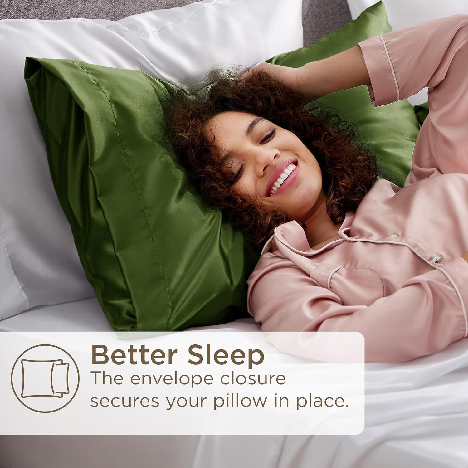 Bedsure Satin Pillowcase for Hair and Skin Queen - Olive Green Silky Pillowcase 2 Pack with Envelope Closure, Similar to Silk Pillow Cases, Gifts for Women Men, 20x30 Inches 5 Bedsure Satin Pillowcase for Hair and Skin Queen - Olive Green Silky Pillowcase 2 Pack with Envelope Closure, Similar to Silk Pillow Cases, Gifts for Women Men, 20x30 Inches - Image 5