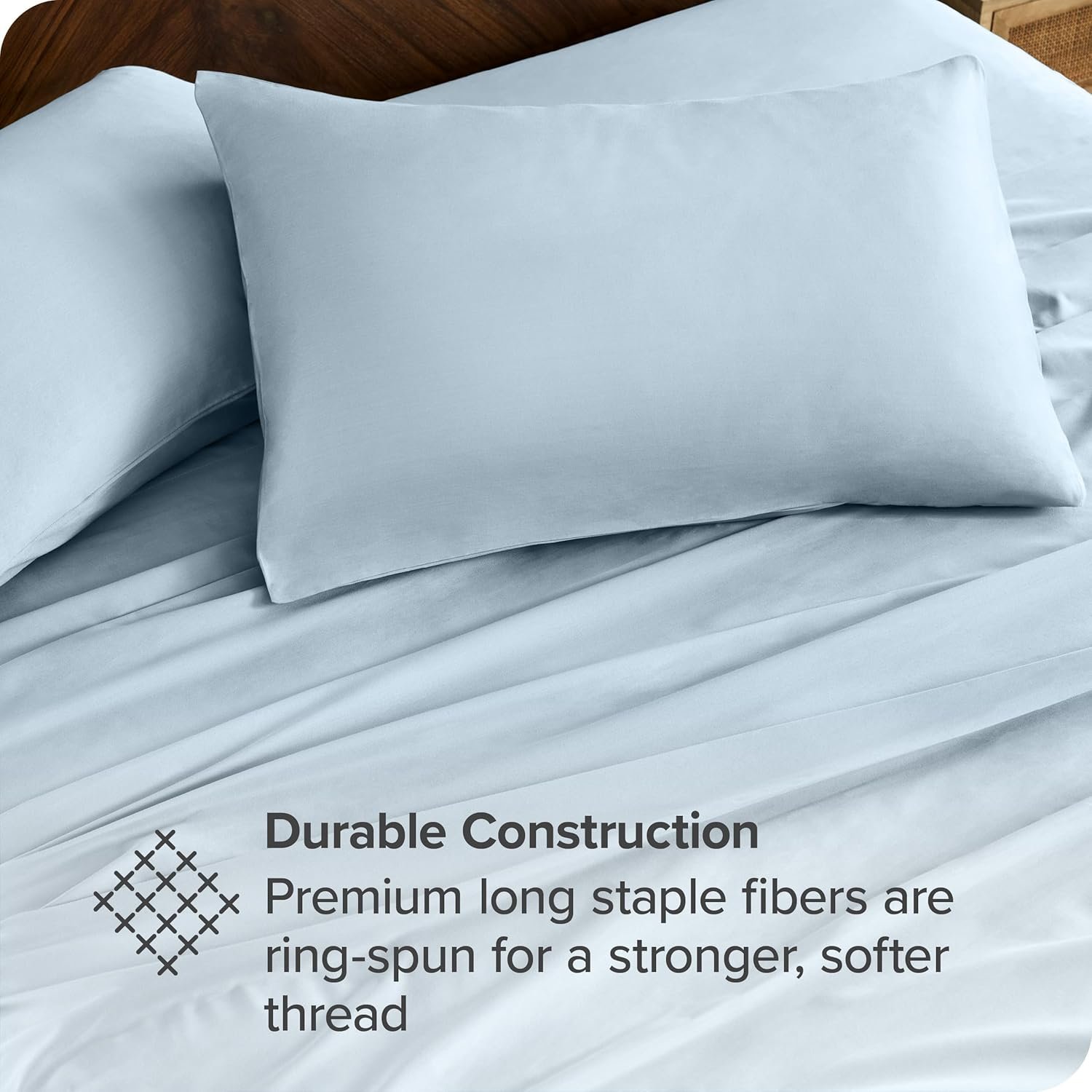 Bare Home 100% Organic Cotton Queen Sheet Set - Crisp Percale Weave - Cool, Breathable, and Hypoallergenic - Bedding Sheets & Pillowcases - Luxury Hotel Sheet Set (Queen, Winter Blue) 3 Bare Home 100% Organic Cotton Queen Sheet Set - Crisp Percale Weave - Cool, Breathable, and Hypoallergenic - Bedding Sheets & Pillowcases - Luxury Hotel Sheet Set (Queen, Winter Blue) - Image 3