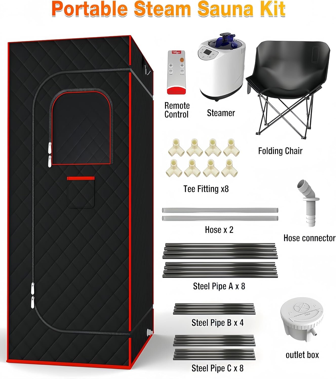Portable Sauna Box, Steam Sauna Tent for Home, Four-Sided Full-Size Steam Sauna with 3 L Steamer, Chair, Remote Control, 2.6 X 2.6 X 5.9 Ft Large Space Sauna Room for Wellness & Relaxation 4 Portable Sauna Box, Steam Sauna Tent for Home, Four-Sided Full-Size Steam Sauna with 3 L Steamer, Chair, Remote Control, 2.6 X 2.6 X 5.9 Ft Large Space Sauna Room for Wellness & Relaxation - Image 4