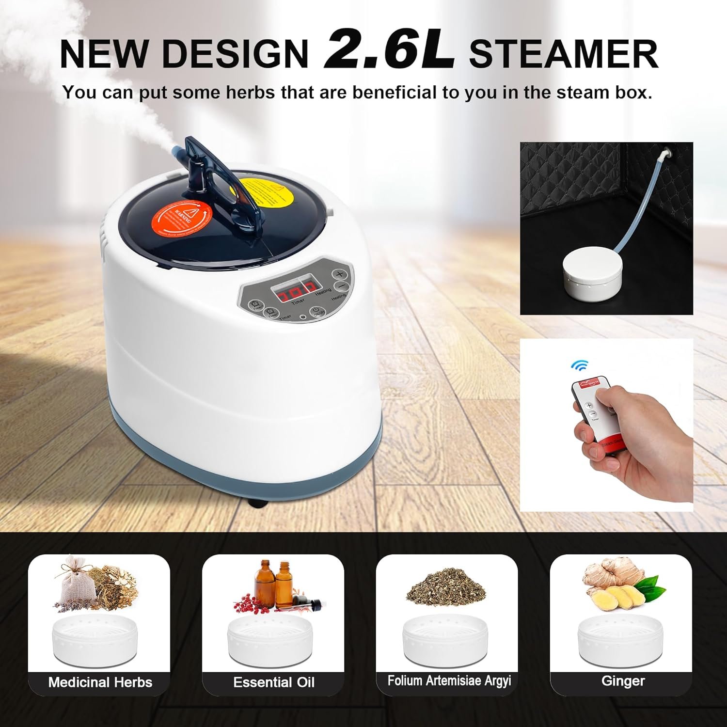 MIXC Portable Steam Sauna Box, Portable Sauna for Home, Person Sauna Tent Sauna Box at Home Spa with 2.6L & 1500W±10%, Remote Control, Folding Chair, Home Sauna for Gym,Pilates,Garage,Hot Tub 3 MIXC Portable Steam Sauna Box, Portable Sauna for Home, Person Sauna Tent Sauna Box at Home Spa with 2.6L & 1500W±10%, Remote Control, Folding Chair, Home Sauna for Gym,Pilates,Garage,Hot Tub - Image 3