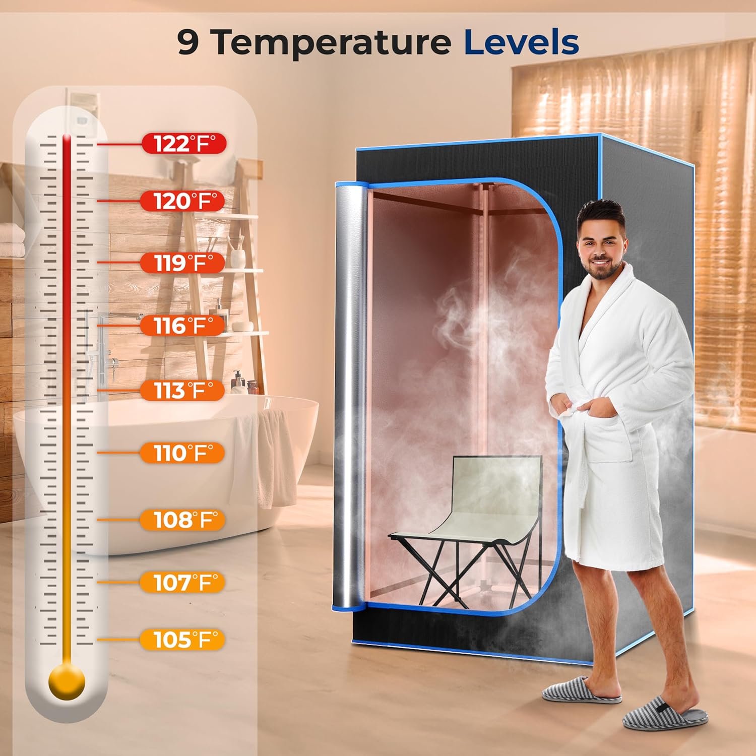 SereneLife Portable Sauna for Home, Steam Sauna Tent with 4L Steamer, Folding Sauna Chair, Compact Personal Detox Sauna, Remote Control in-Home Spa, 71" x 35" - inch (Black) 2 SereneLife Portable Sauna for Home, Steam Sauna Tent with 4L Steamer, Folding Sauna Chair, Compact Personal Detox Sauna, Remote Control in-Home Spa, 71" x 35" - inch (Black) - Image 2