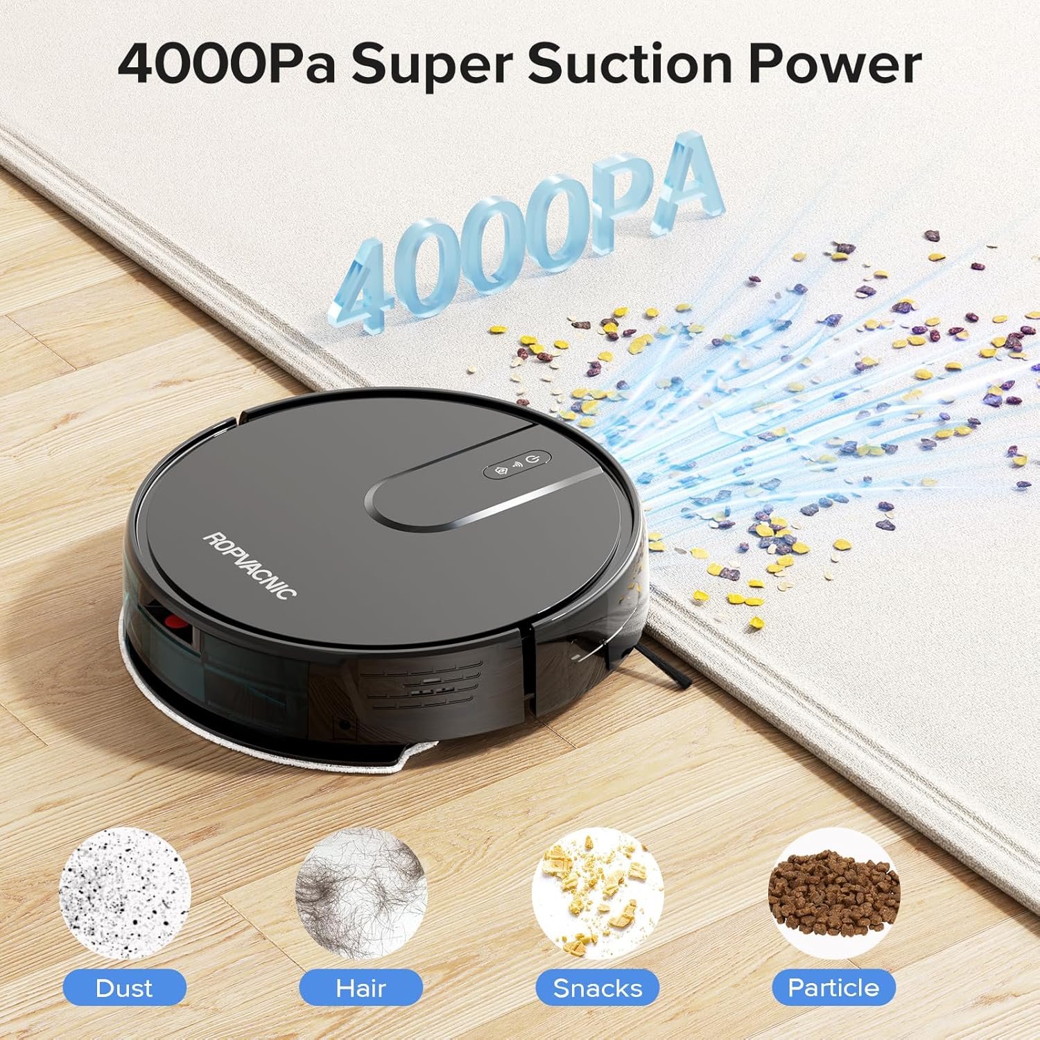 Robot Vacuum Cleaner Robot Vacuum and Mop Combo with 4000Pa Suction, Personalized Cleaning Adjustments, Self-Charging Robotic Vacuum Cleaner, Advanced Obstacle Avoidance 3 Robot Vacuum Cleaner Robot Vacuum and Mop Combo with 4000Pa Suction, Personalized Cleaning Adjustments, Self-Charging Robotic Vacuum Cleaner, Advanced Obstacle Avoidance - Image 3