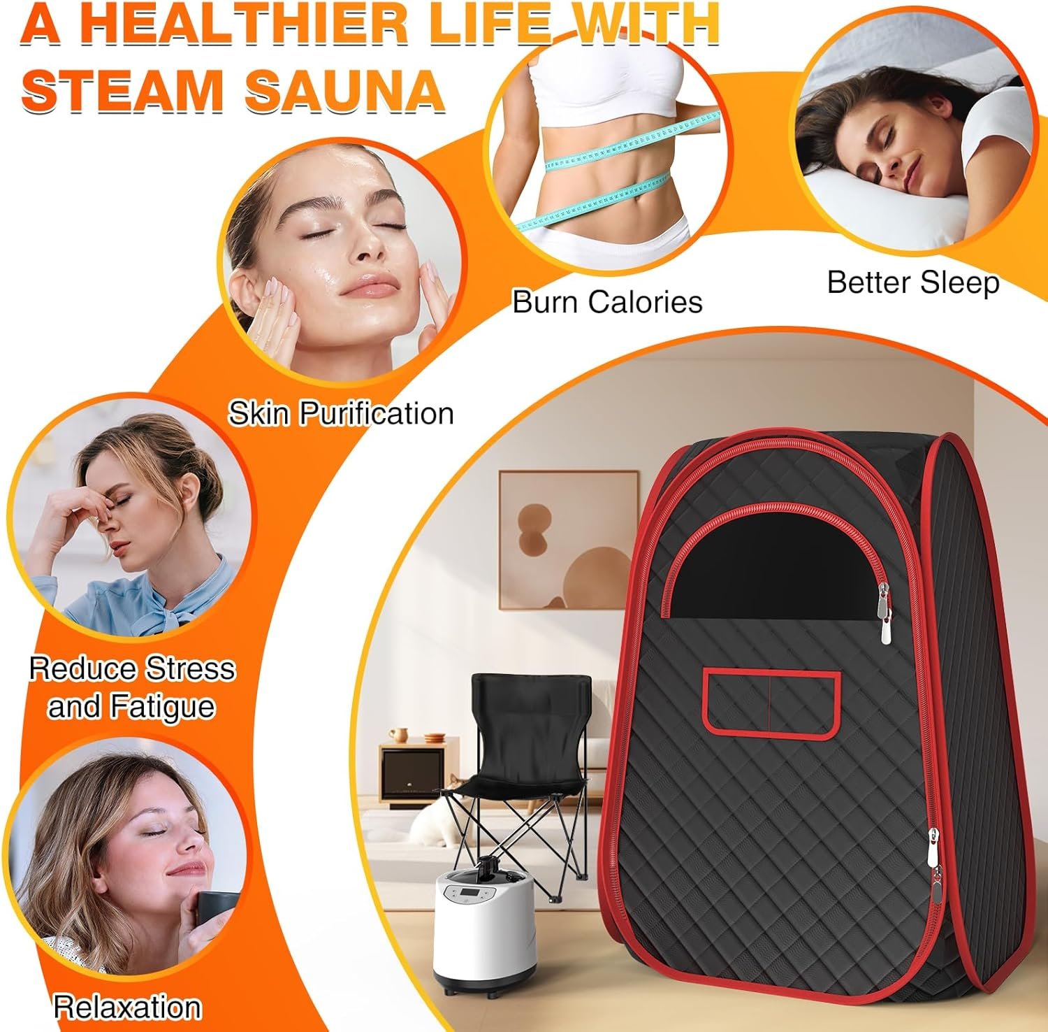 AgiiMan Portable Sauna Box - Full Body Steam Sauna, Portable Sauna for Home with 2.6 L 110V Steamer, Remote Control, Easy to Carry Sauna Tent for Indoor, Gym, Pilates, Hot Tubs 5 AgiiMan Portable Sauna Box - Full Body Steam Sauna, Portable Sauna for Home with 2.6 L 110V Steamer, Remote Control, Easy to Carry Sauna Tent for Indoor, Gym, Pilates, Hot Tubs - Image 5