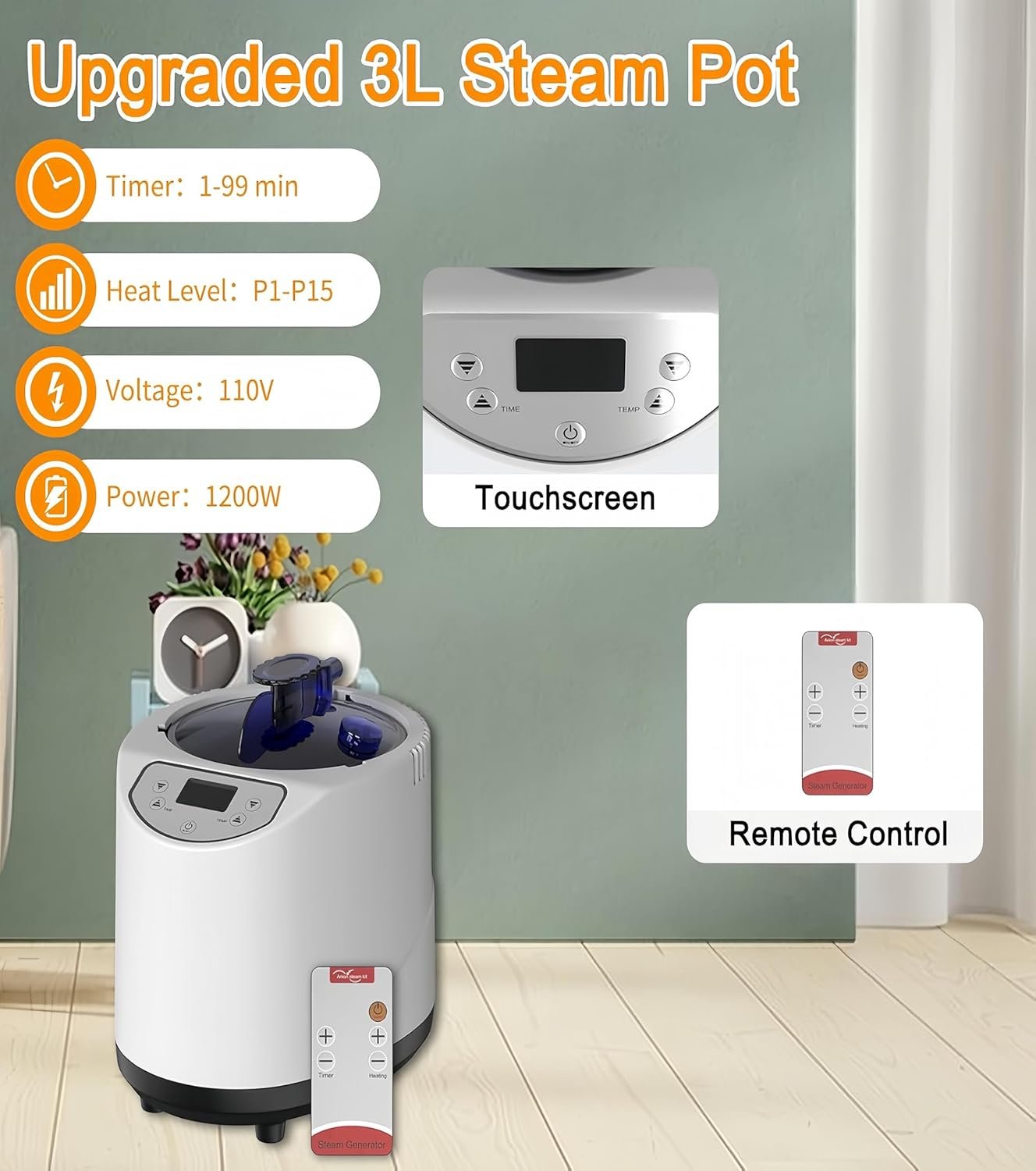 Portable Sauna Box, Steam Sauna Tent for Home, Four-Sided Full-Size Steam Sauna with 3 L Steamer, Chair, Remote Control, 2.6 X 2.6 X 5.9 Ft Large Space Sauna Room for Wellness & Relaxation 5 Portable Sauna Box, Steam Sauna Tent for Home, Four-Sided Full-Size Steam Sauna with 3 L Steamer, Chair, Remote Control, 2.6 X 2.6 X 5.9 Ft Large Space Sauna Room for Wellness & Relaxation - Image 5