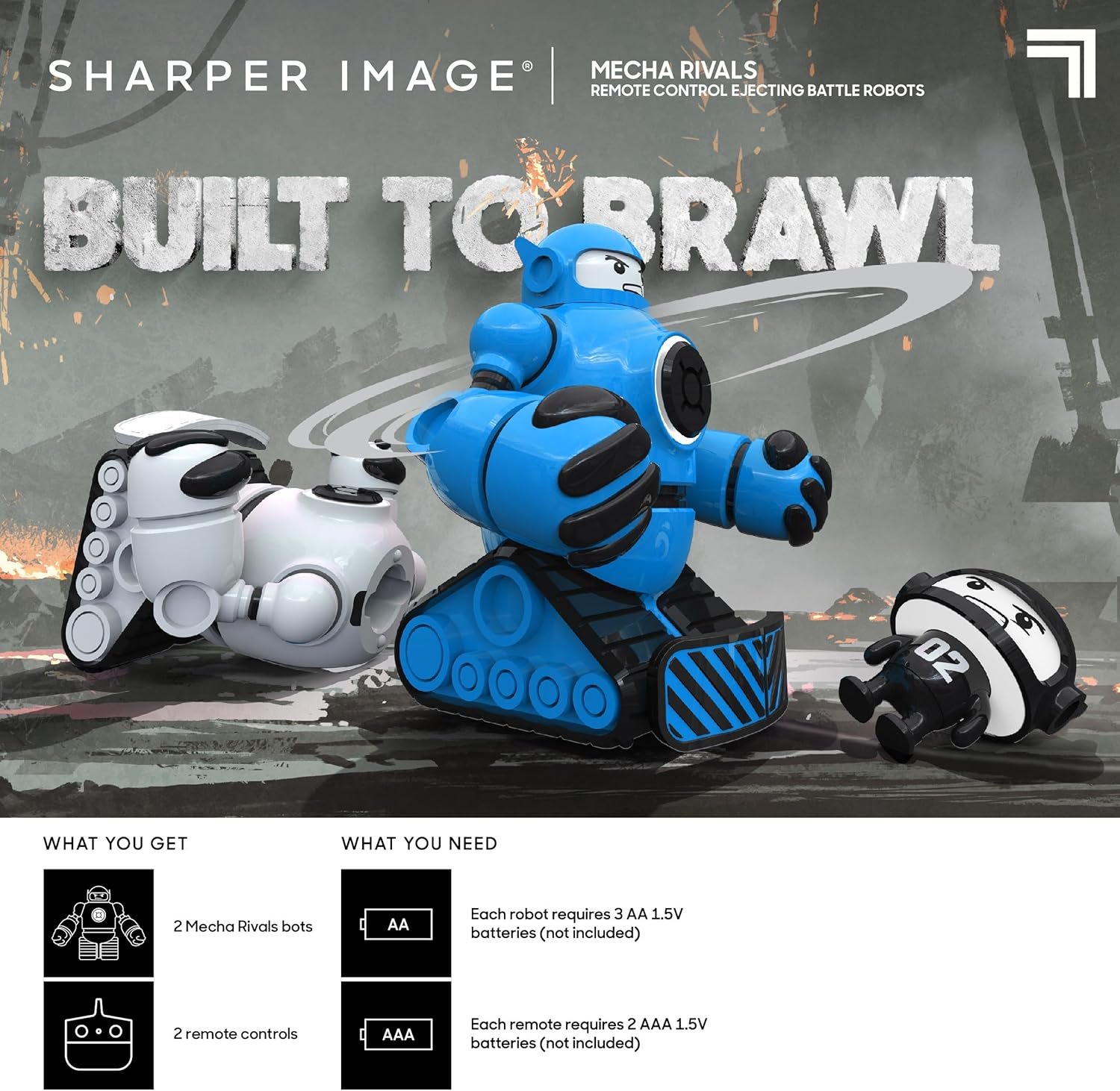 Sharper Image® Mecha Rivals Remote Control Battle Robots, Two-Player Wireless Fighting Set with Lights and Sounds 5 Sharper Image® Mecha Rivals Remote Control Battle Robots, Two-Player Wireless Fighting Set with Lights and Sounds - Image 5