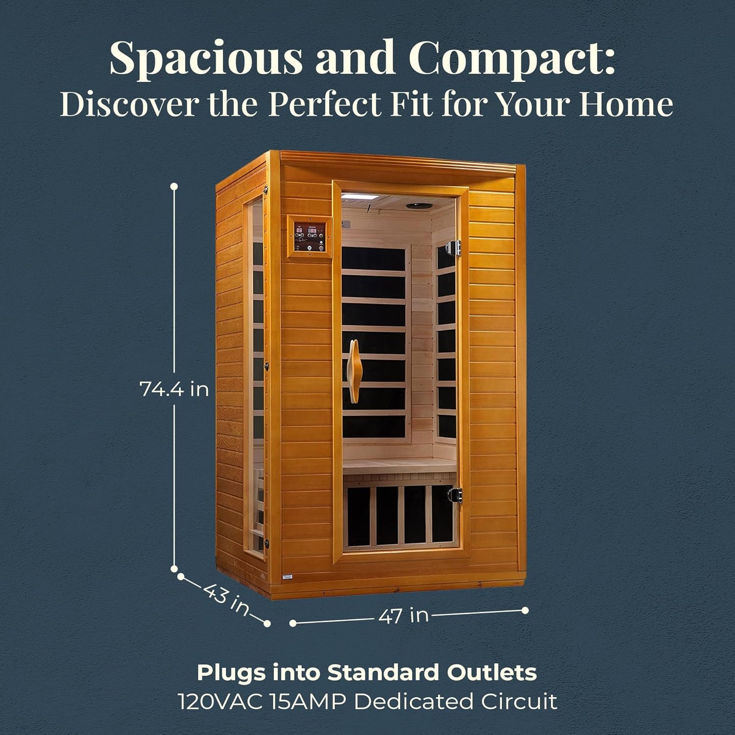 Dynamic Saunas Andora 2-Person Low EMF FAR Infrared Sauna, Canadian Hemlock Wood 3 Dynamic Saunas Andora 2-Person Low EMF FAR Infrared Sauna, Canadian Hemlock Wood - Image 3
