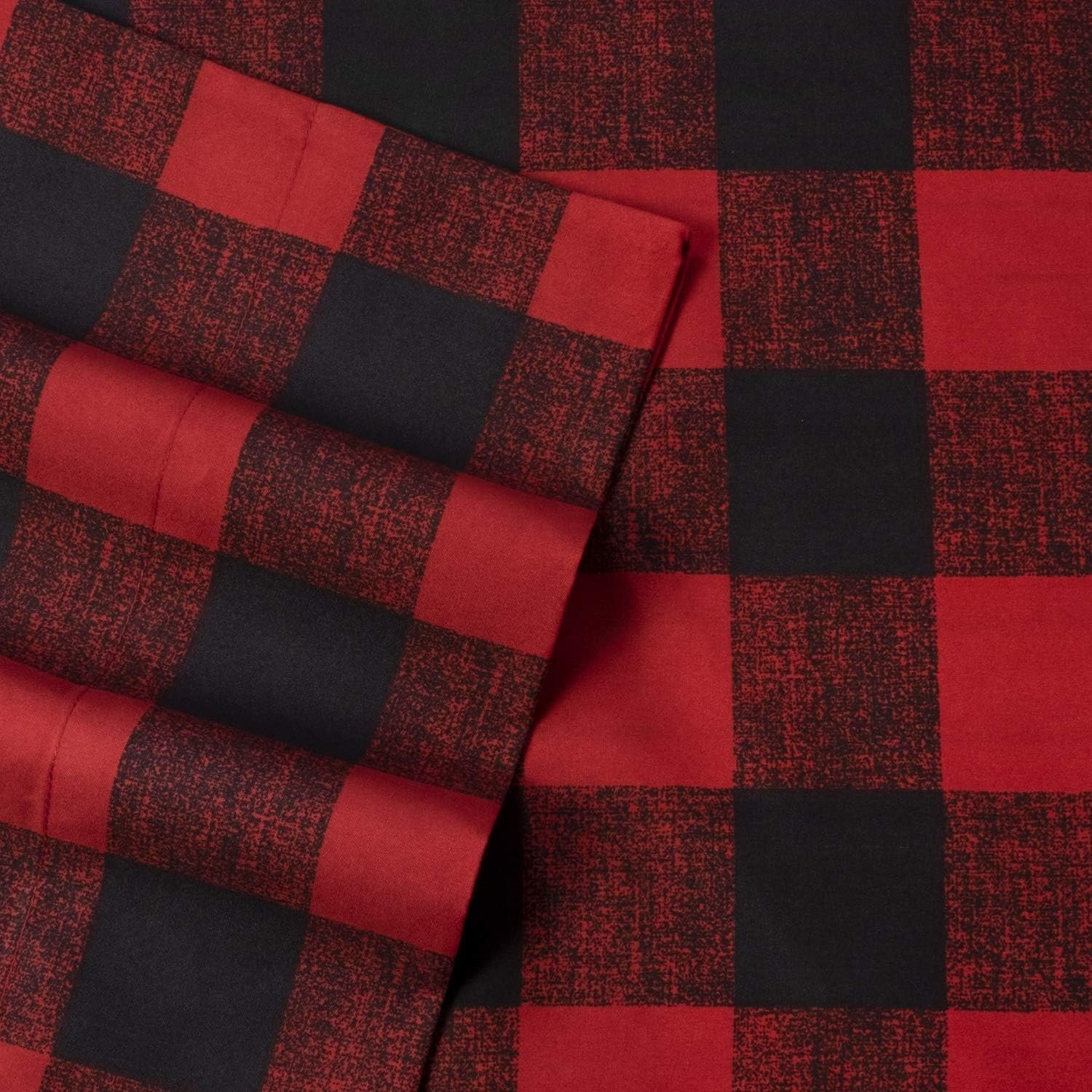 Queen Size Bed Sheets - Breathable Luxury Sheets with Full Elastic & Secure Corner Straps Built In - 1800 Supreme Collection Extra Soft Deep Pocket Bedding, Sheet Set, Queen, Buffalo Check Burgundy 3 Queen Size Bed Sheets - Breathable Luxury Sheets with Full Elastic & Secure Corner Straps Built In - 1800 Supreme Collection Extra Soft Deep Pocket Bedding, Sheet Set, Queen, Buffalo Check Burgundy - Image 3
