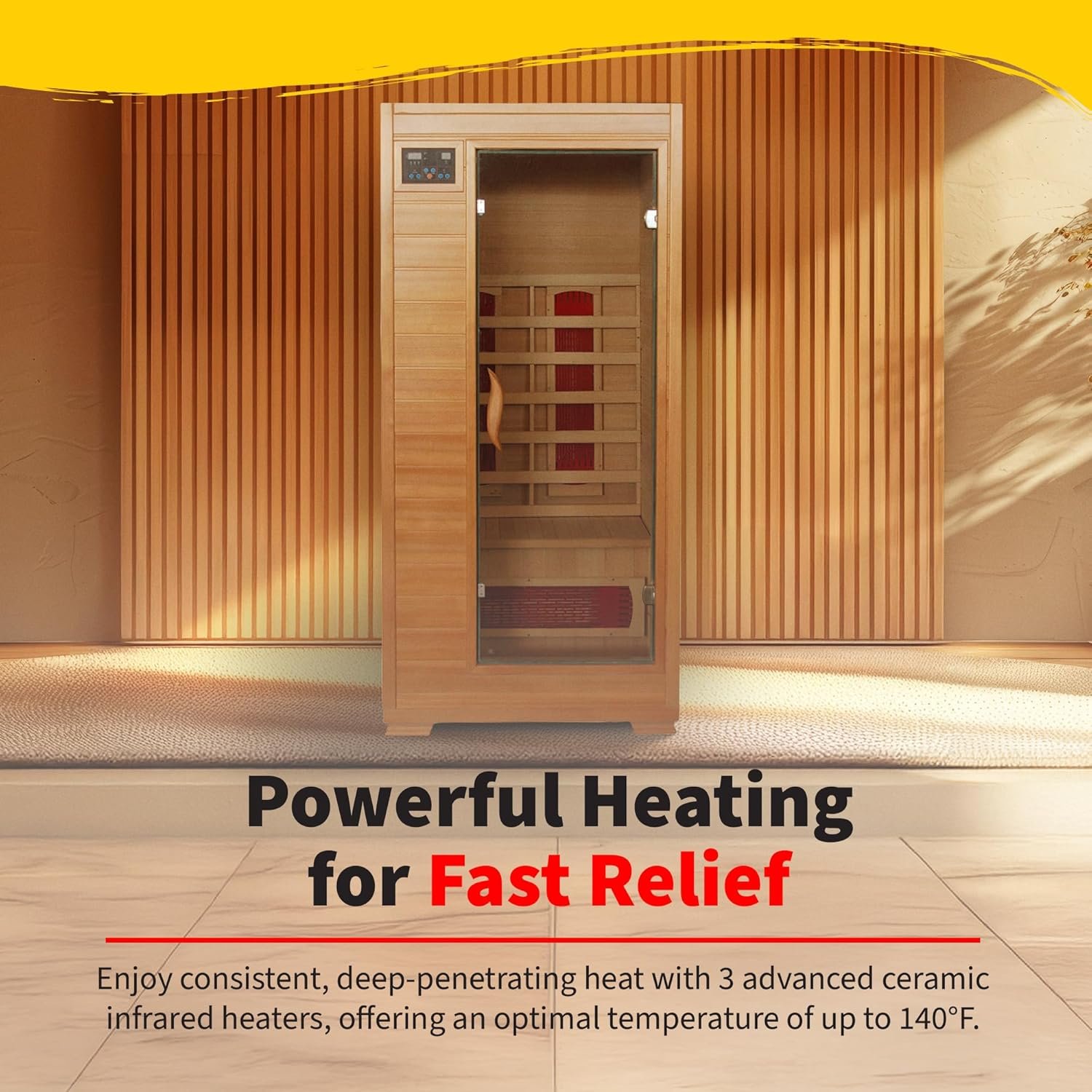 Radiant Saunas BSA2400 1-2 Person Hemlock Ceramic Infrared Sauna,Brown 6 Radiant Saunas BSA2400 1-2 Person Hemlock Ceramic Infrared Sauna,Brown - Image 6
