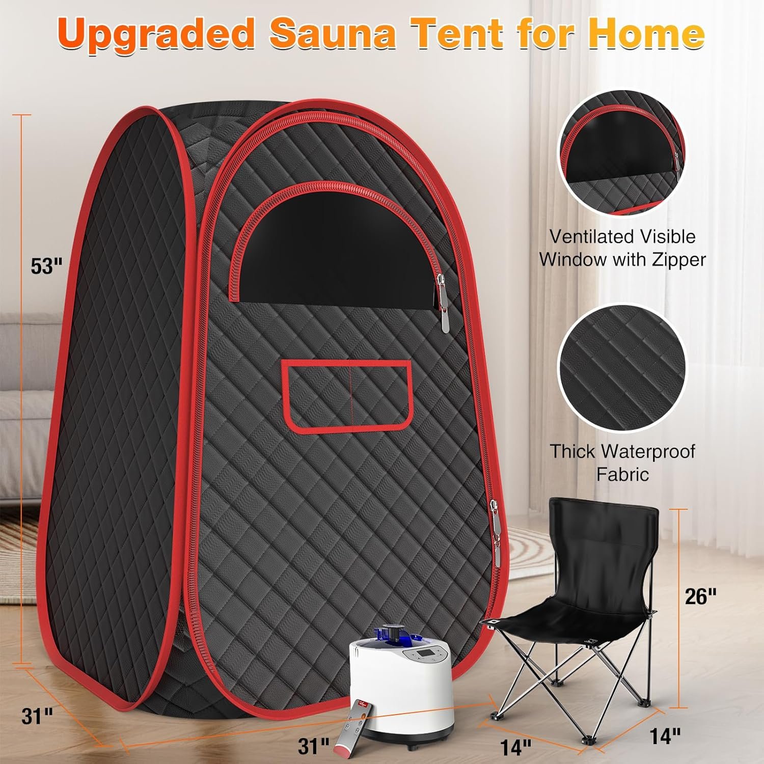 AgiiMan Portable Sauna Box - Full Body Steam Sauna, Portable Sauna for Home with 2.6 L 110V Steamer, Remote Control, Easy to Carry Sauna Tent for Indoor, Gym, Pilates, Hot Tubs 6 AgiiMan Portable Sauna Box - Full Body Steam Sauna, Portable Sauna for Home with 2.6 L 110V Steamer, Remote Control, Easy to Carry Sauna Tent for Indoor, Gym, Pilates, Hot Tubs - Image 6