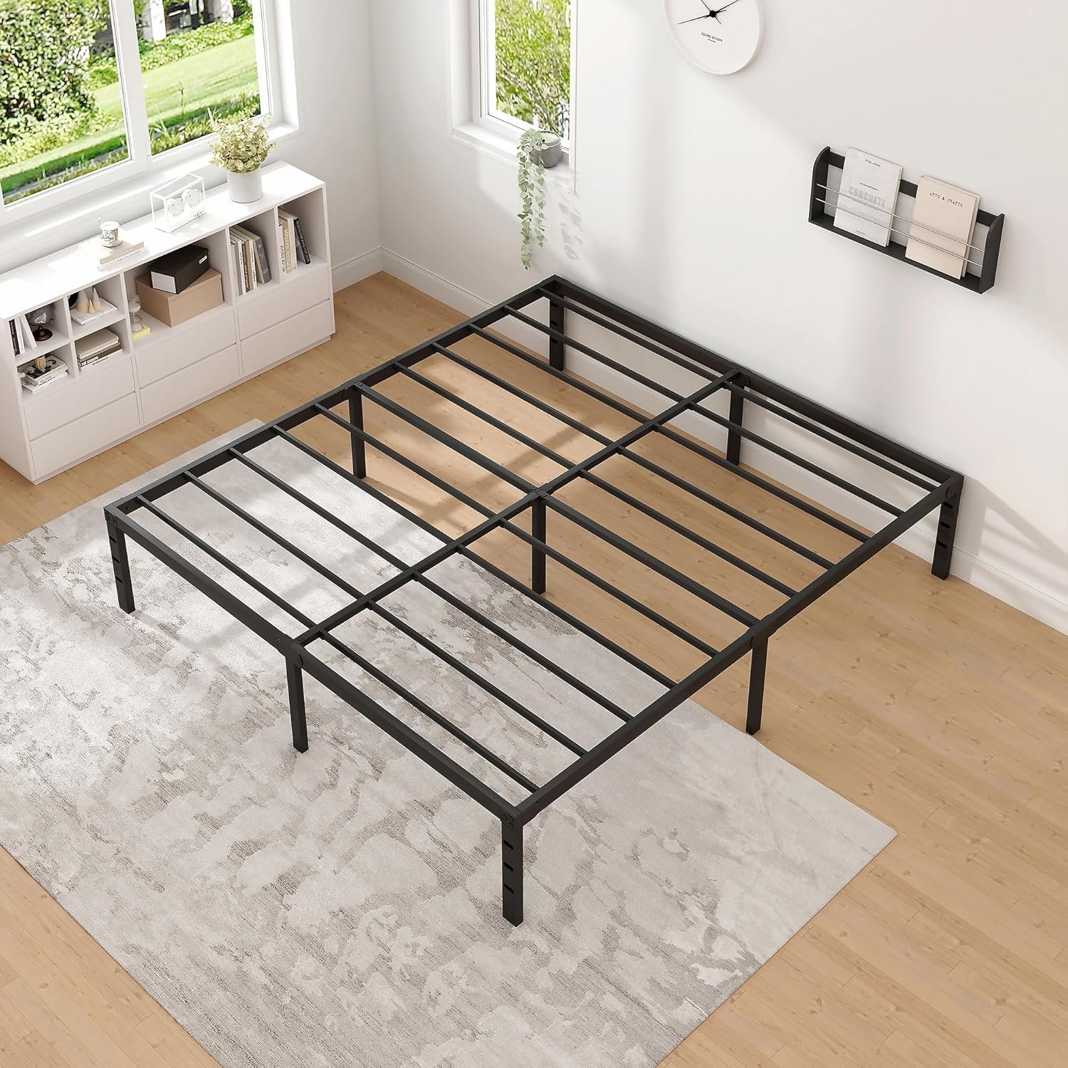 Metal Bed Frame,Full Size Bed Frame with Storage Space,Heavy Duty Sturdy Mattress Foundation,Easy Assembly,No Box Spring Needed, Black,14 Inch,Full 8 Metal Bed Frame,Full Size Bed Frame with Storage Space,Heavy Duty Sturdy Mattress Foundation,Easy Assembly,No Box Spring Needed, Black,14 Inch,Full - Image 8