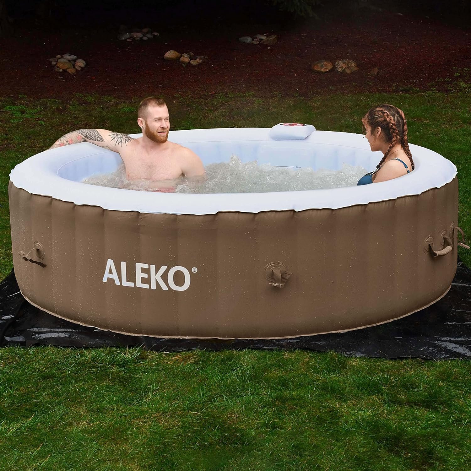 ALEKO Inflatable Hot Tub Spa | Personal High Powered Jetted Bubble | 265 Gallon | Brown and White | HTIR6BRW 8 ALEKO Inflatable Hot Tub Spa | Personal High Powered Jetted Bubble | 265 Gallon | Brown and White | HTIR6BRW - Image 8