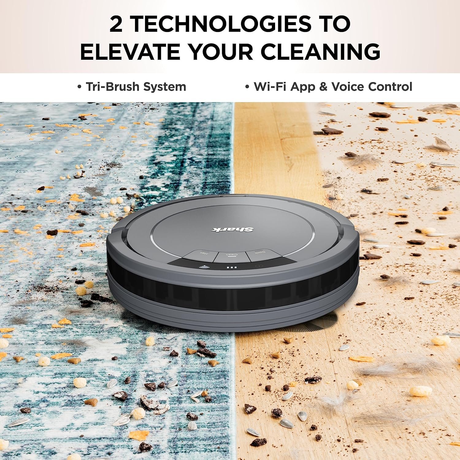 Shark AV753 ION Robot Vacuum, Tri-Brush System, Wifi Connected, 120 Min Runtime, Works with Alexa, Multi Surface Cleaning, Grey 3 Shark AV753 ION Robot Vacuum, Tri-Brush System, Wifi Connected, 120 Min Runtime, Works with Alexa, Multi Surface Cleaning, Grey - Image 3