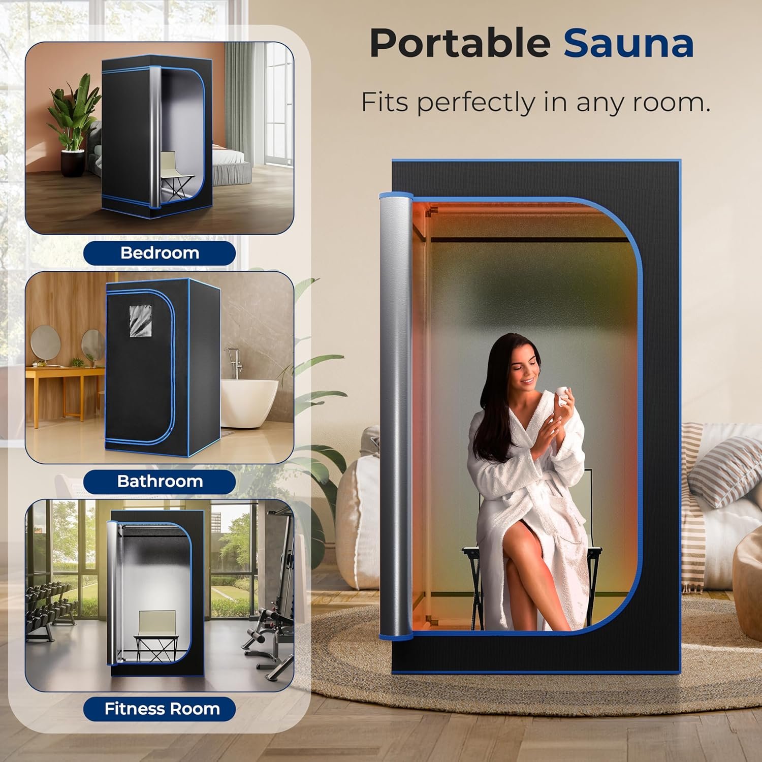 SereneLife Portable Sauna for Home, Steam Sauna Tent with 4L Steamer, Folding Sauna Chair, Compact Personal Detox Sauna, Remote Control in-Home Spa, 71" x 35" - inch (Black) 3 SereneLife Portable Sauna for Home, Steam Sauna Tent with 4L Steamer, Folding Sauna Chair, Compact Personal Detox Sauna, Remote Control in-Home Spa, 71" x 35" - inch (Black) - Image 3