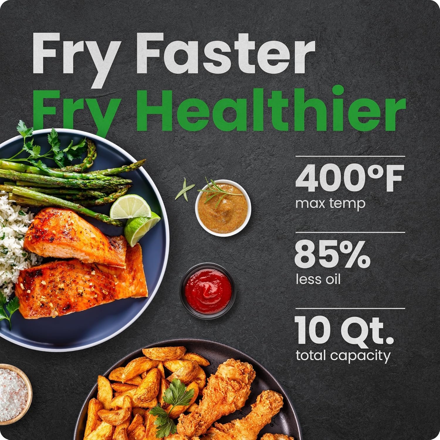 CHEFMAN Multifunctional Digital Air Fryer+ Rotisserie, Dehydrator, Convection Oven, 17 Touch Screen Presets Fry, Roast, Dehydrate, Bake, XL 10L Family Size, Auto Shutoff, Large Easy-View Window, Black 2 CHEFMAN Multifunctional Digital Air Fryer+ Rotisserie, Dehydrator, Convection Oven, 17 Touch Screen Presets Fry, Roast, Dehydrate, Bake, XL 10L Family Size, Auto Shutoff, Large Easy-View Window, Black - Image 2