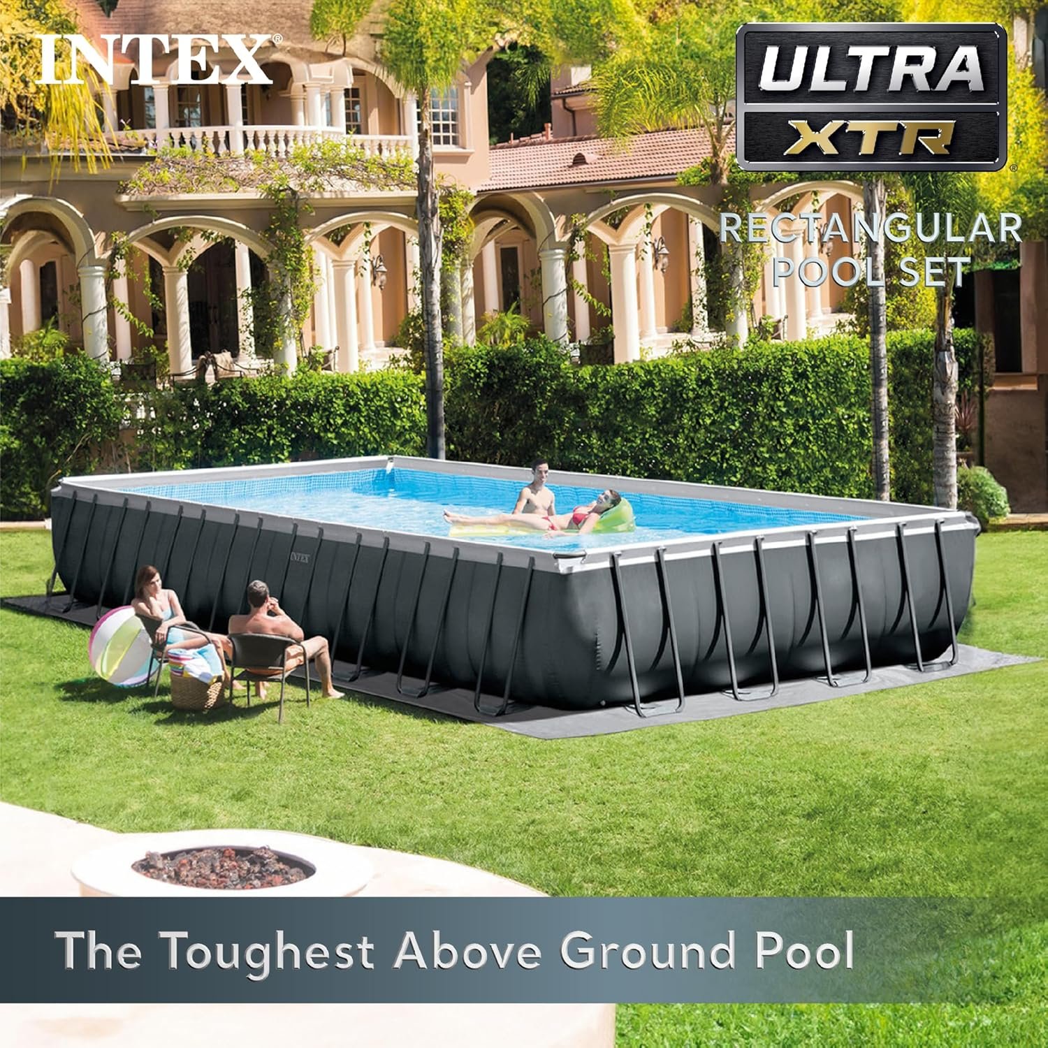 INTEX 26373EH Ultra XTR Deluxe Rectangular Above Ground Swimming Pool Set: 32ft x 16ft x 52in – Includes 2800 GPH Sand Filter Pump – Easy Assembly 2 INTEX 26373EH Ultra XTR Deluxe Rectangular Above Ground Swimming Pool Set: 32ft x 16ft x 52in – Includes 2800 GPH Sand Filter Pump – Easy Assembly - Image 2