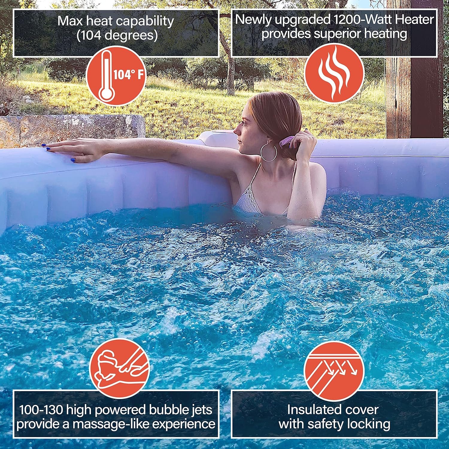 ALEKO Inflatable Hot Tub Spa | Personal High Powered Jetted Bubble | 265 Gallon | Brown and White | HTIR6BRW 2 ALEKO Inflatable Hot Tub Spa | Personal High Powered Jetted Bubble | 265 Gallon | Brown and White | HTIR6BRW - Image 2