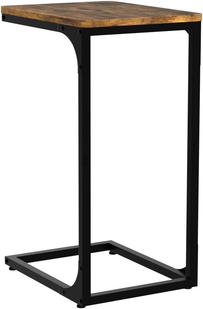 QEEIG C Table Side Table Set of 2 Living Room Sets C Shaped Couch Tray End Tables Farmhouse, Rustic Brown (017-30BN) 4 QEEIG C Table Side Table Set of 2 Living Room Sets C Shaped Couch Tray End Tables Farmhouse, Rustic Brown (017-30BN) - Image 4